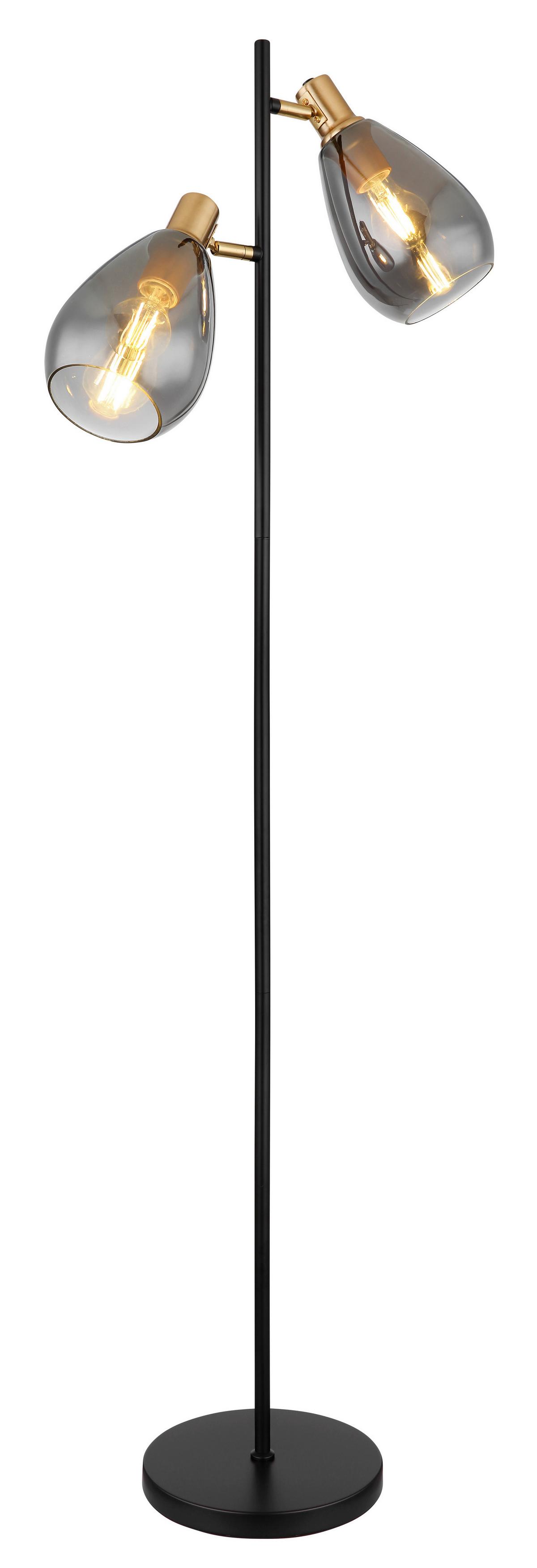 STEHLEUCHTE 15563S - Messingfarben/Schwarz, Design, Glas/Metall (34/25/160cm) - Globo