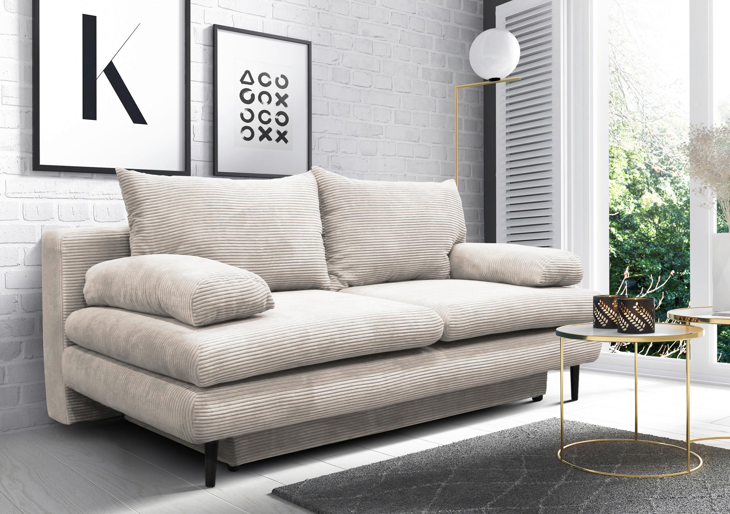 Trosjed Na Razvlačenje Fiore - bež/crna, Design, tekstil/drvo (202/85/99cm) - Modern Living