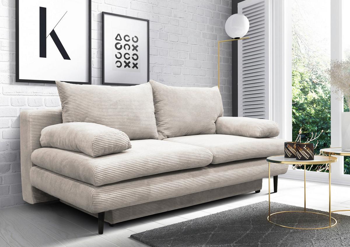 Canapea extensibila FIORE - bej, Design, textil (202/85/99cm) - Modern Living