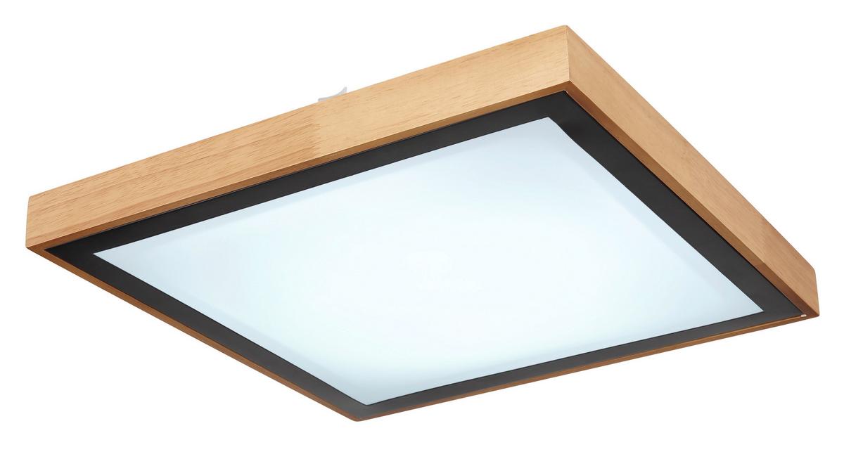 Stropna Led-svetilka Bruno, S Sijalko - črna/bela, Natur, kovina/umetna masa (39/39/9cm) - Globo