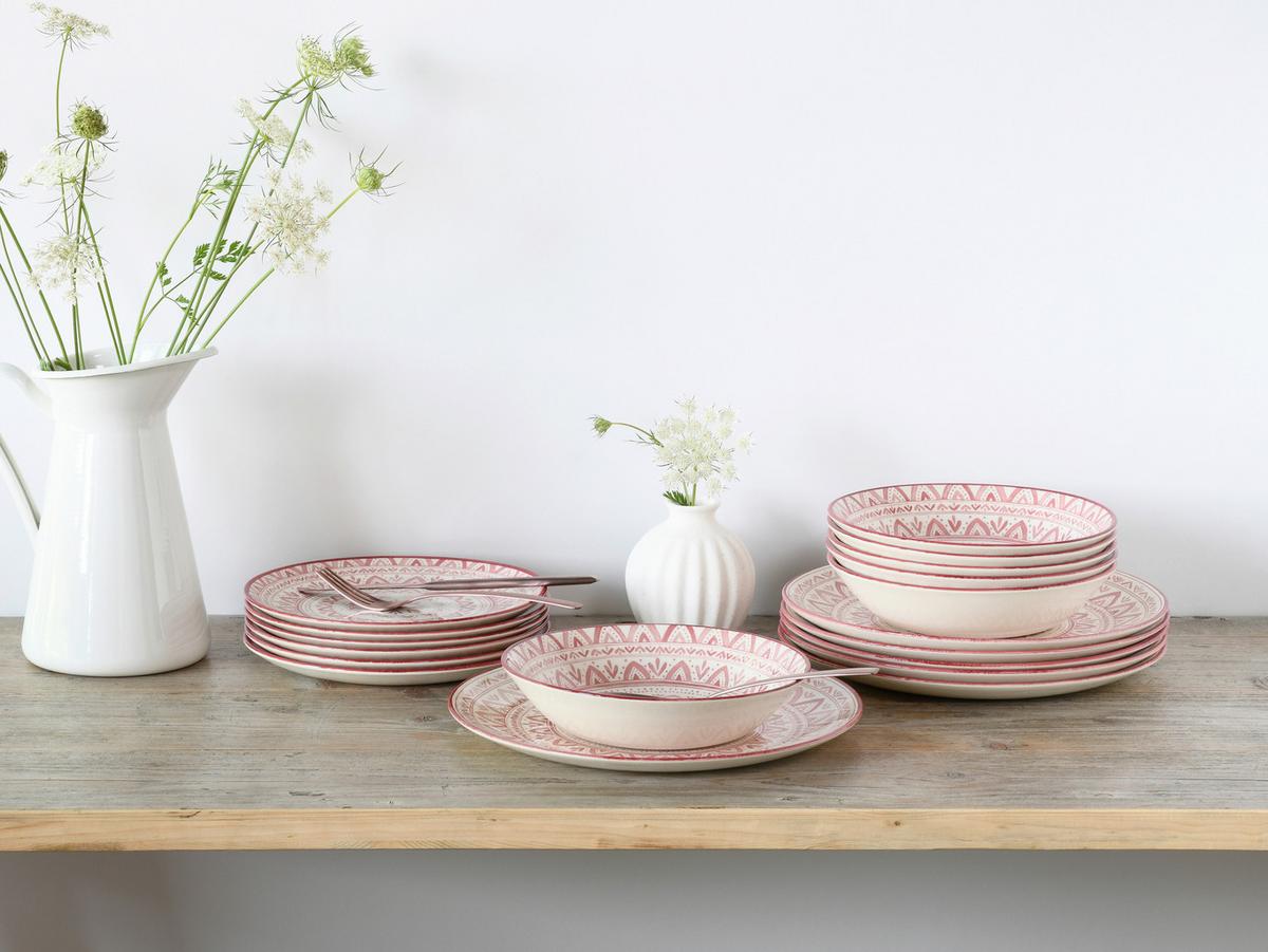 Jedilni Servis Mexico, 18-Delni - opečnato rjava/bela, Basics, keramika - Creatable