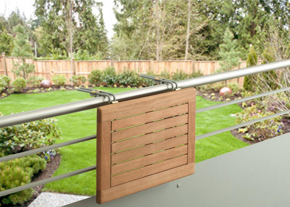 Balkonhängetisch aus Eukalyptus, natur - Naturfarben, KONVENTIONELL, Holz/Metall (60/40/1cm) - Gardenson