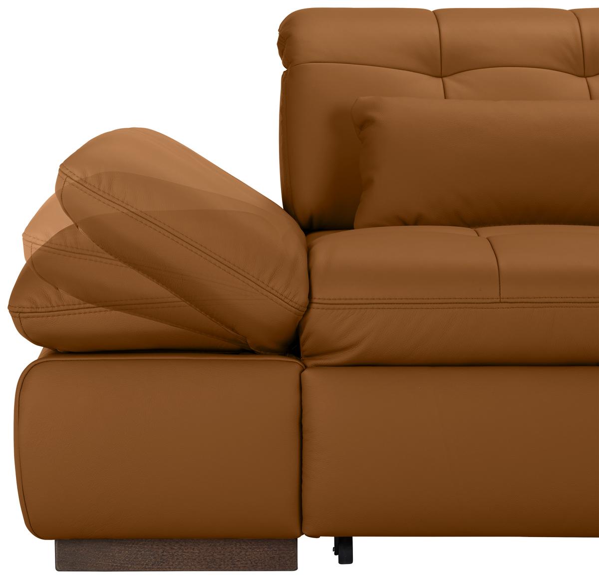Wohnlandschaft Sanfino Leder Dunkelorange - Chromfarben/Dunkelorange, KONVENTIONELL, Leder/Metall (305/79-96/199cm) - Premium Living