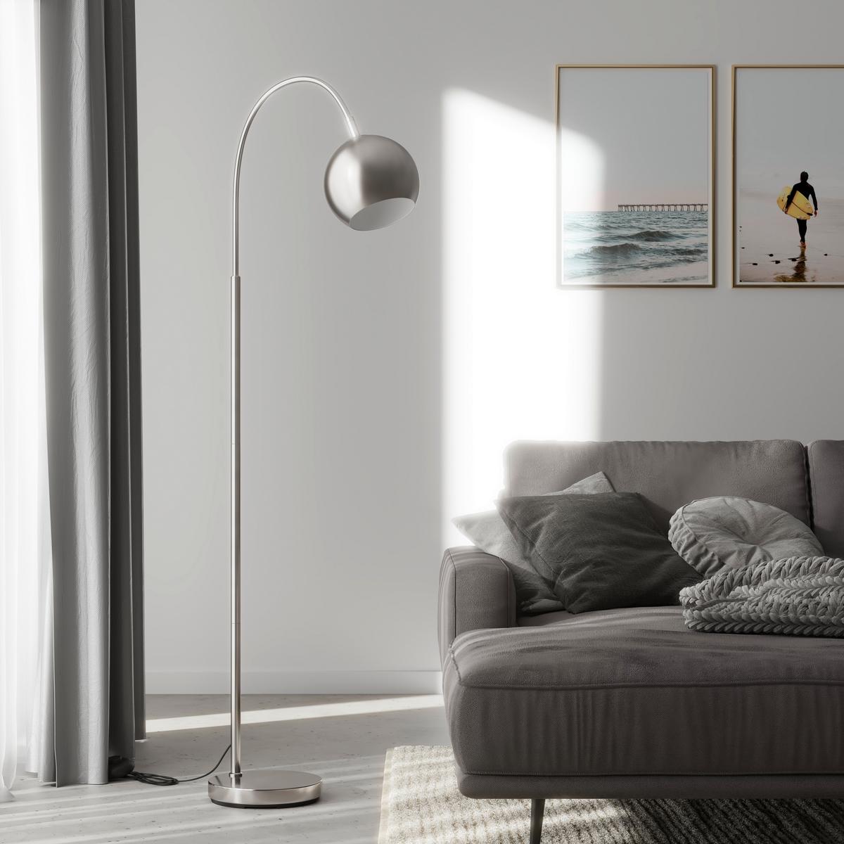 LAMPA STOJĄCA 24779N BENNO - biały/kolor niklowy, Basics, tworzywo sztuczne/metal (46/25/150cm) - Globo