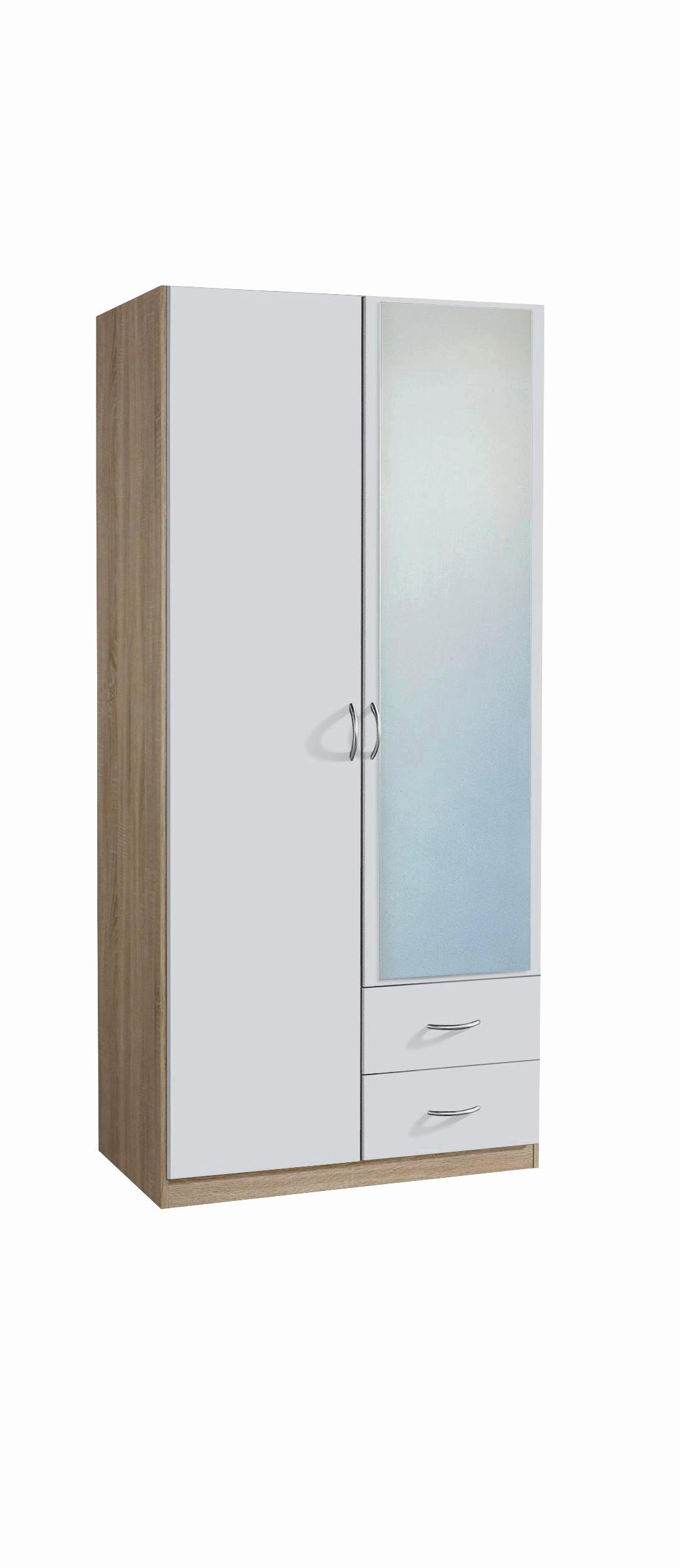 Omara S Klasičnimi Vrati Case, Bela, Barva Hrasta - srebrne barve/bela, Design, umetna masa/leseni material (91/197/54cm) - Boxxx