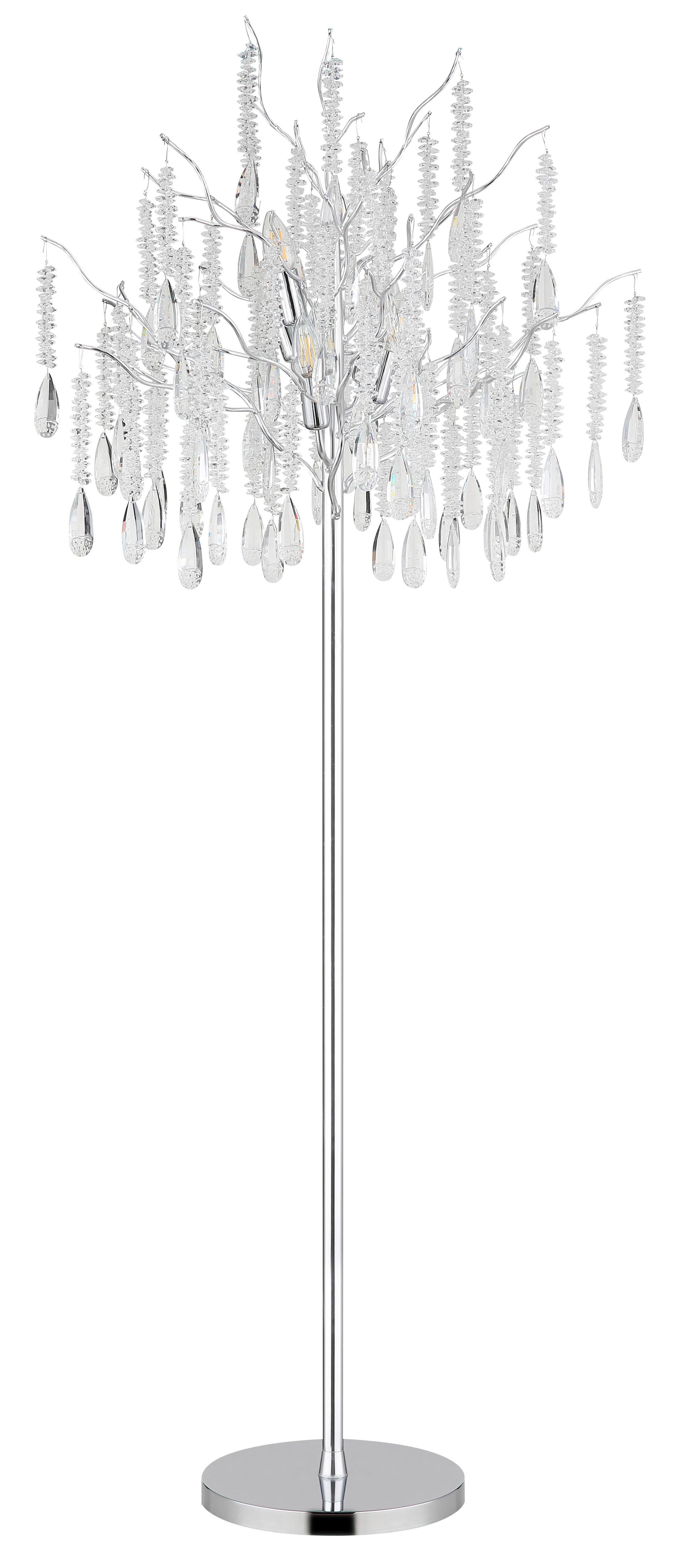 Podna Svjetiljka Kinga - srebrne boje/prozirno, Konvencionalno, staklo/metal (55/165cm) - Globo