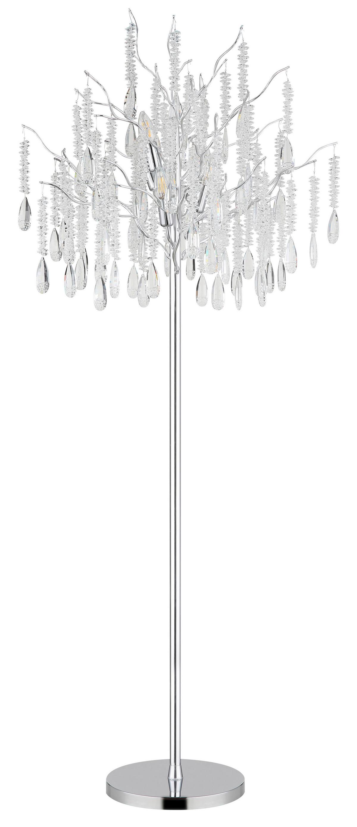 Podna Svjetiljka Kinga - srebrne boje/prozirno, Konvencionalno, staklo/metal (55/165cm) - Globo