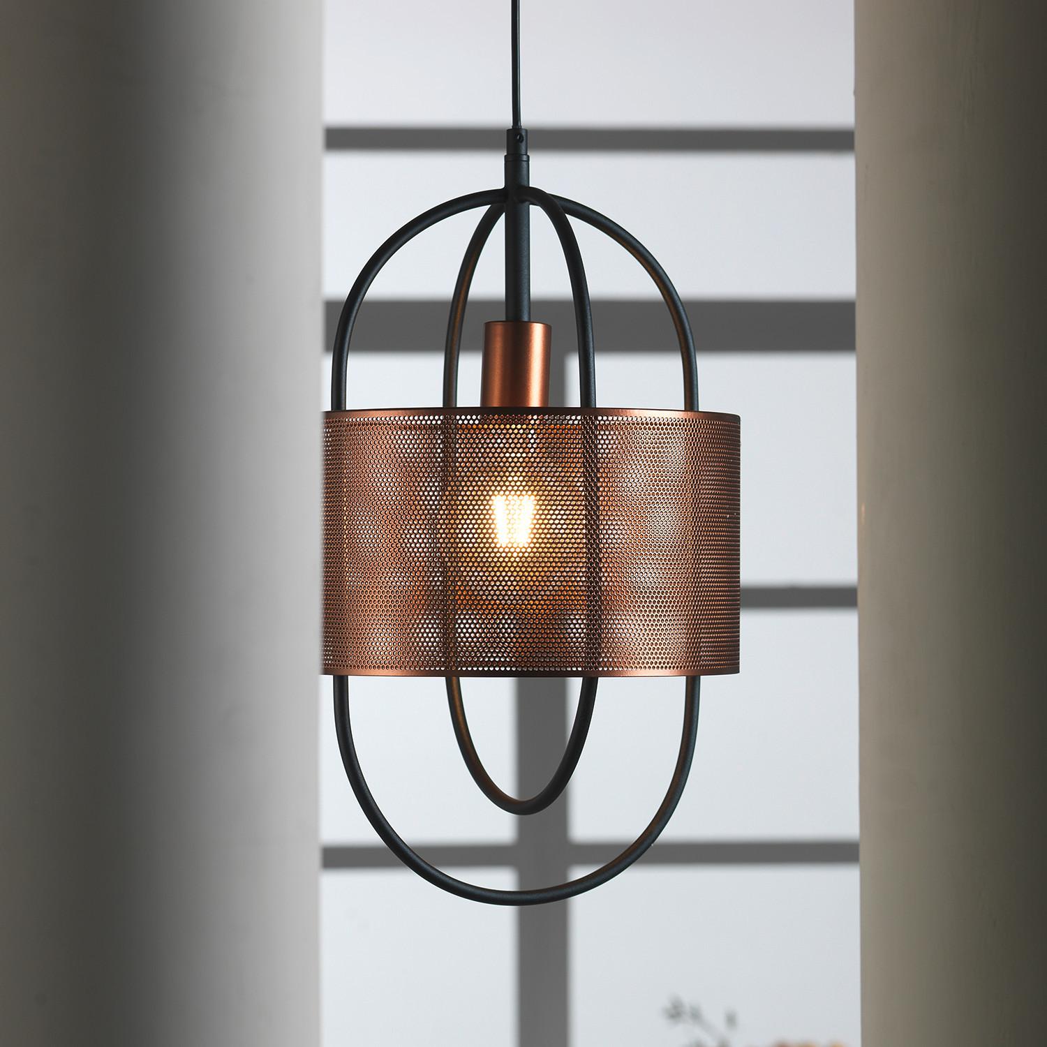 Hängeleuchte Quokka Schwarz/Kupfer max. 22 Watt - Schwarz/Kupferfarben, Design, Metall (28/100cm)