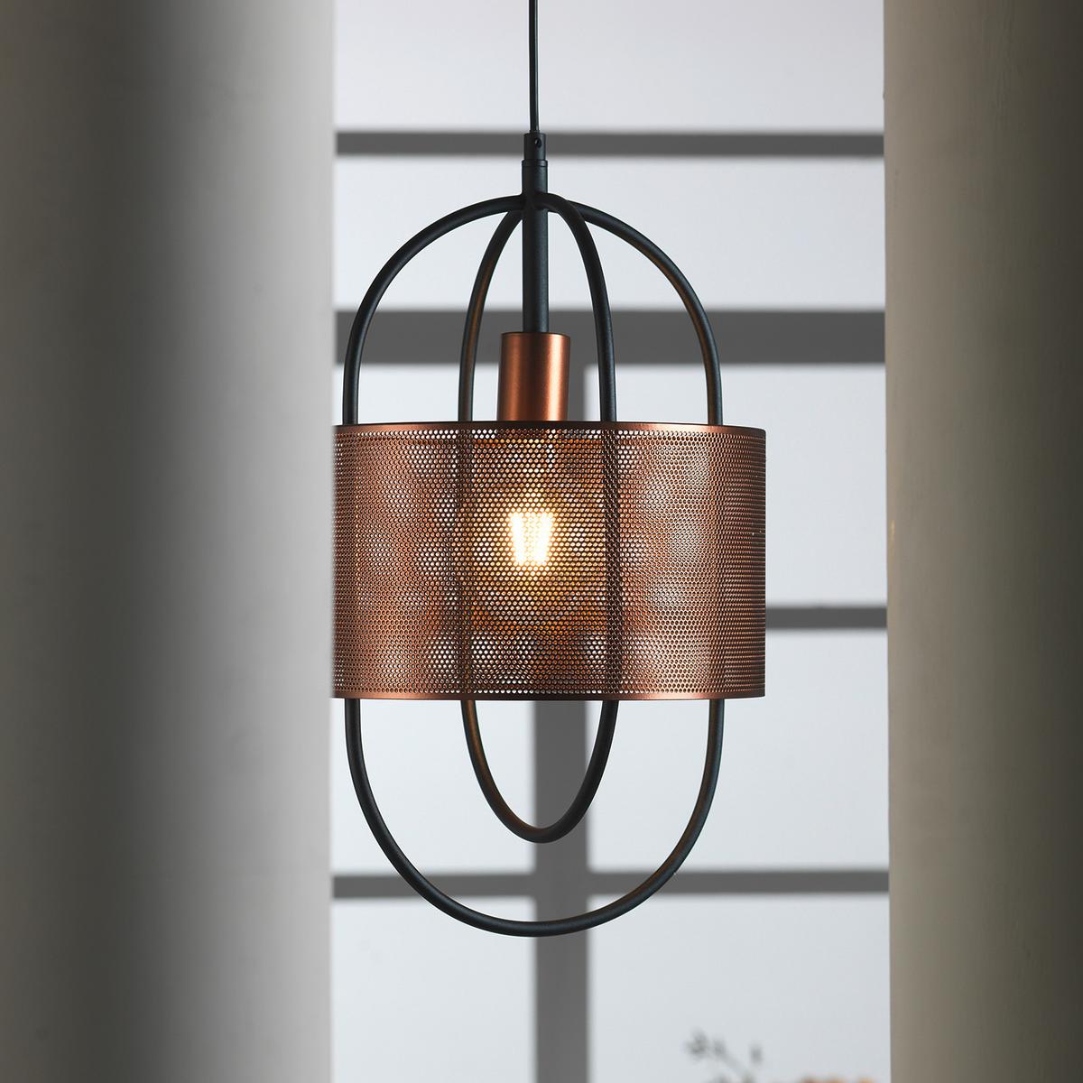Hängeleuchte Quokka Schwarz/Kupfer max. 22 Watt - Schwarz/Kupferfarben, Design, Metall (28/100cm)