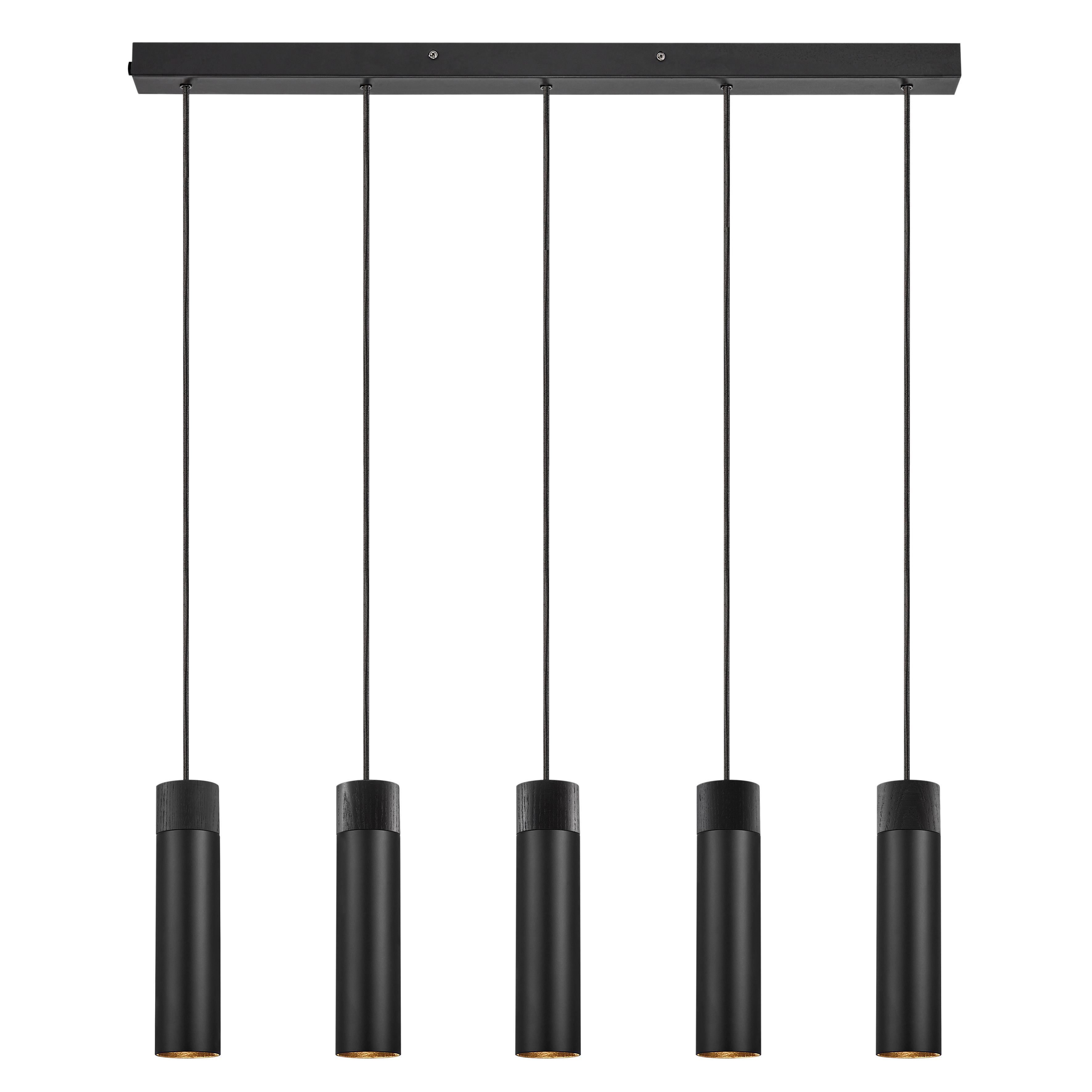 LAMPA WISZĄCA 2010483003 TILO PELA 5 CZARNA - czarny, Design, metal/drewno (80/24,6cm) - Nordlux