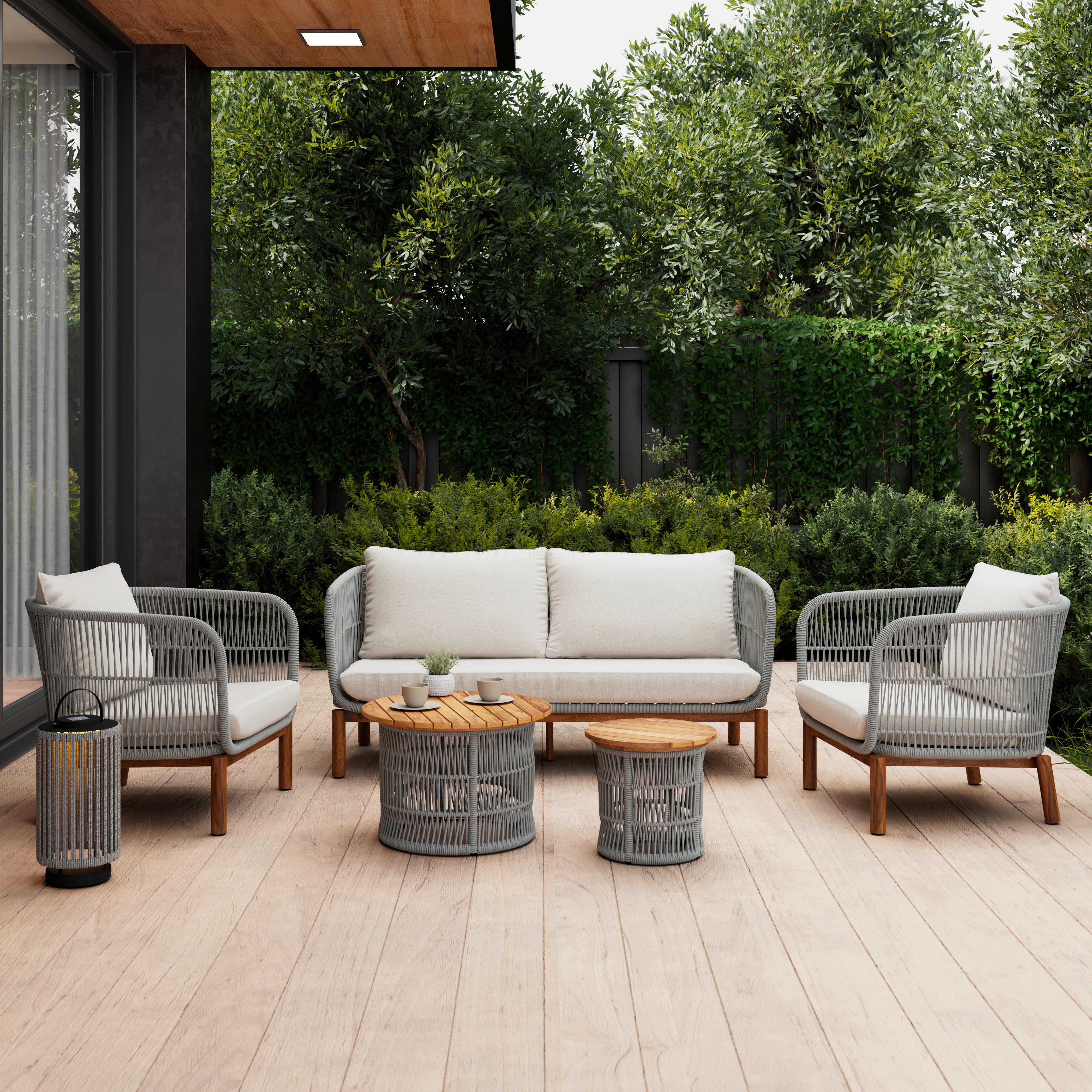Lounge Garnitura Malene, Krem, Siva, 4-Delno - krem barve/naravne barve, Moderno, kovina/tekstil (168/70,5/80cm) - Bessagi Garden