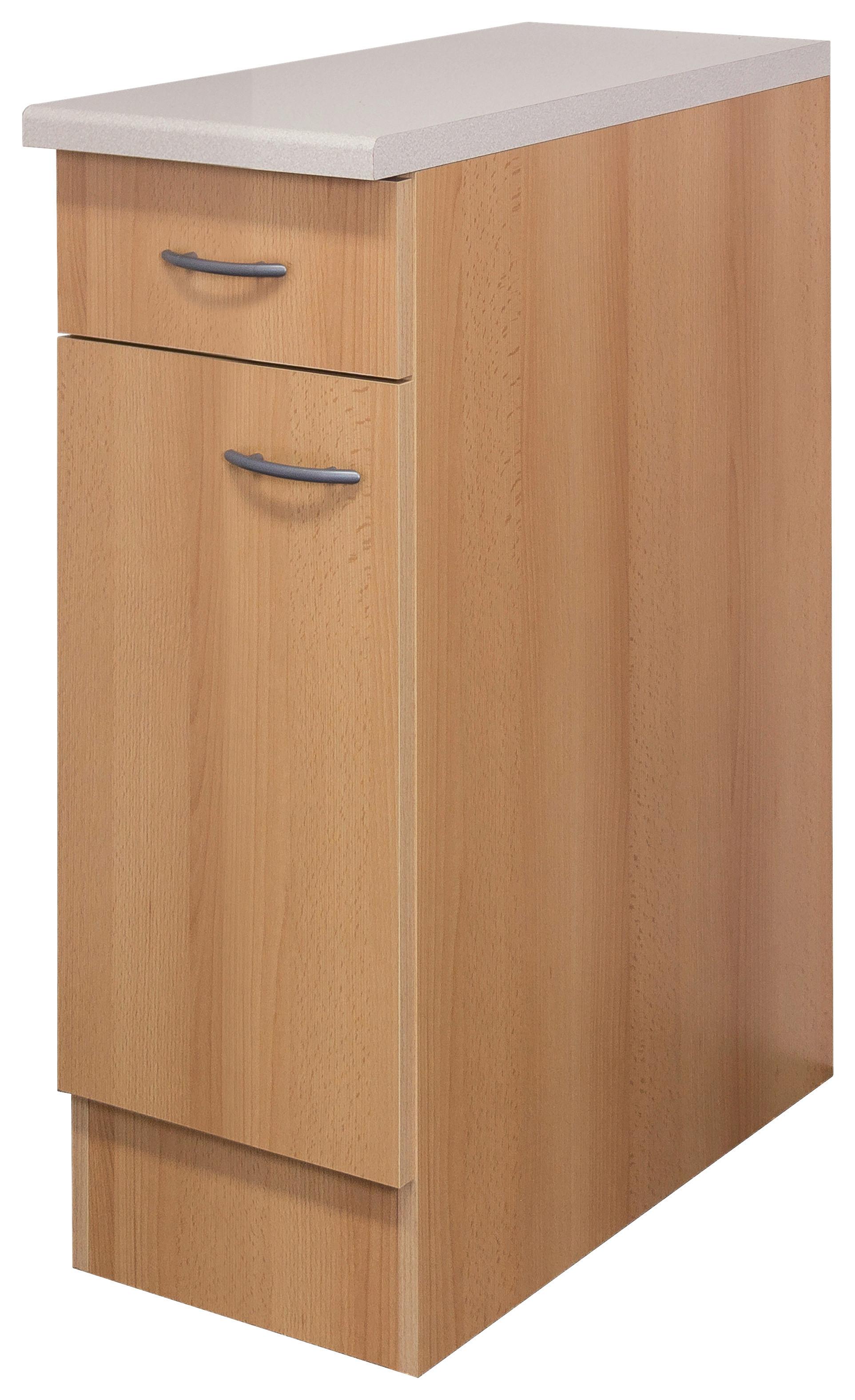 Kuhinjska Spodnja Omarica Nano, Barva Bukve - barve nerjavečega jekla/barve bukve, Moderno, umetna masa/leseni material (30/85/57cm) - FlexWell