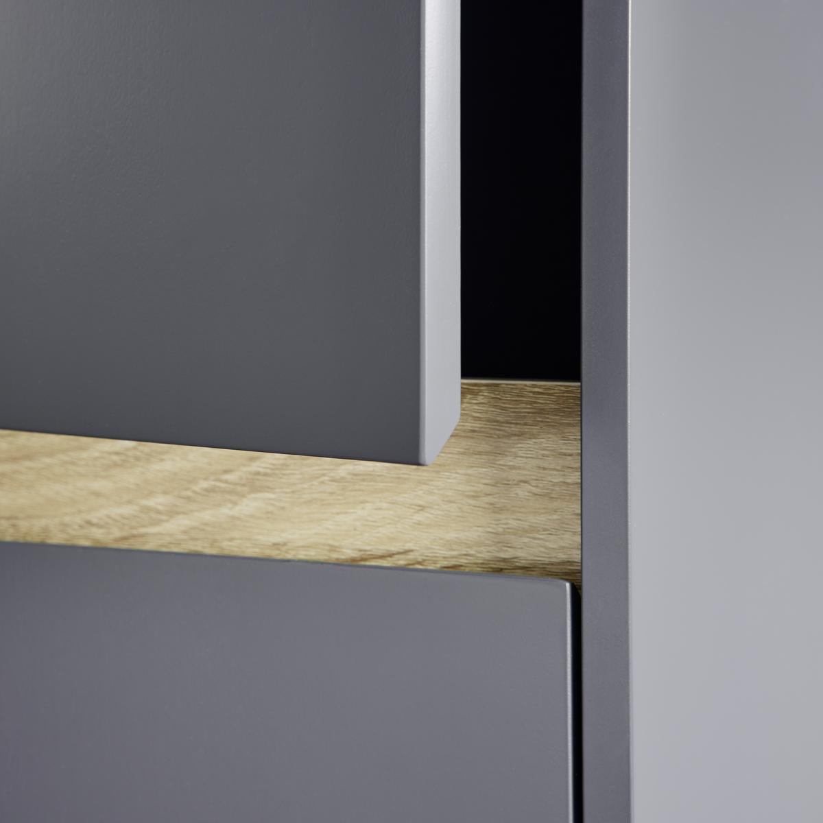 Hochschrank Massimo Dunkelgrau ca. 33x175x30 cm - Dunkelgrau/Silberfarben, MODERN, Kunststoff (33/175/30cm) - Bessagi Home