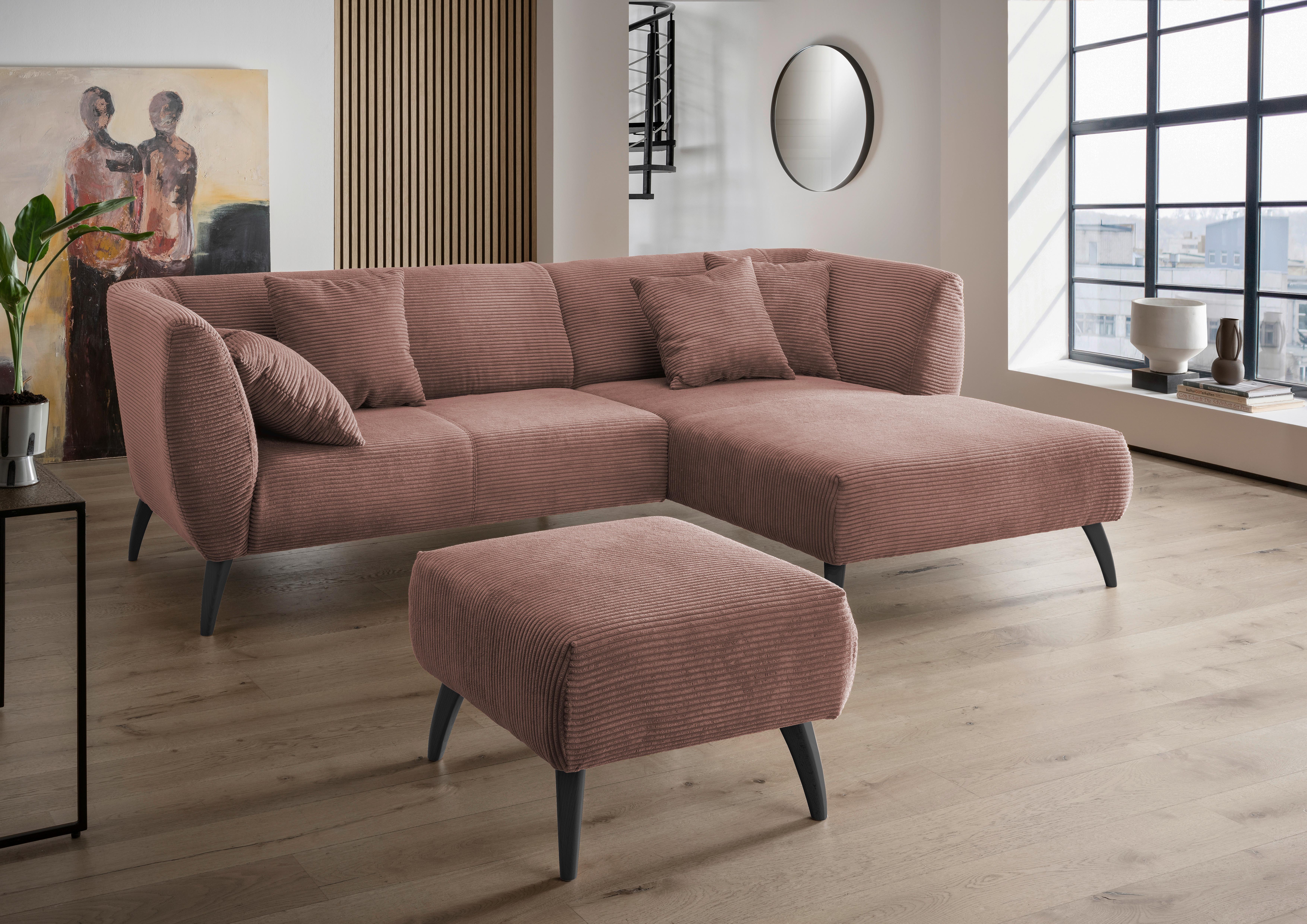 Hocker Colori Rosa Cord - Schwarz/Rosa, MODERN, Holz/Textil (66/44/66cm) - MID.YOU