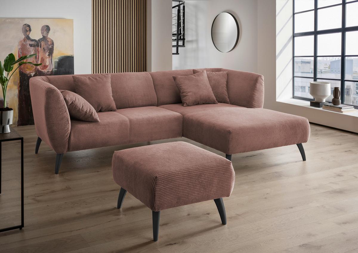 Hocker Colori Rosa Cord - Schwarz/Rosa, MODERN, Holz/Textil (66/44/66cm) - MID.YOU