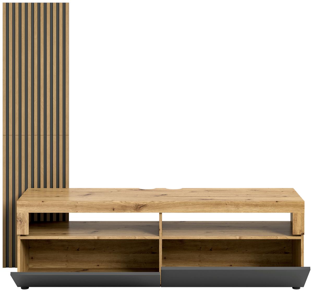 Lowboard Okai ca. 160x90 cm Eiche/Grau - Anthrazit, KONVENTIONELL, Holzwerkstoff/Kunststoff (160/90/45cm) - MID.YOU
