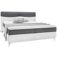 Boxspringbett Anthrazit/Weiß 160x200cm - Chromfarben/Anthrazit, KONVENTIONELL, Textil/Metall (178/111/218cm) - PREMIUM LIVING