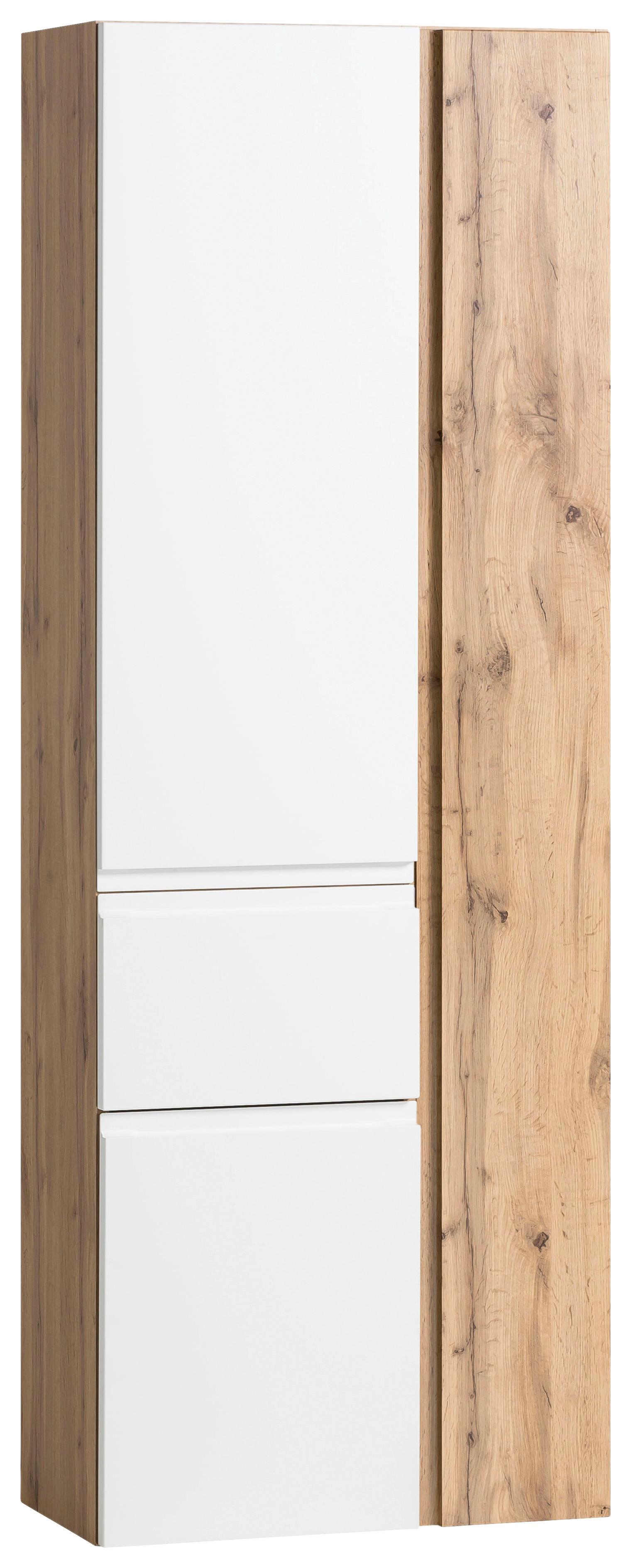 Hochschrank Varese Weiß/Eiche - Eiche Wotan/Weiß, MODERN, Holzwerkstoff (65/180/35cm) - Held