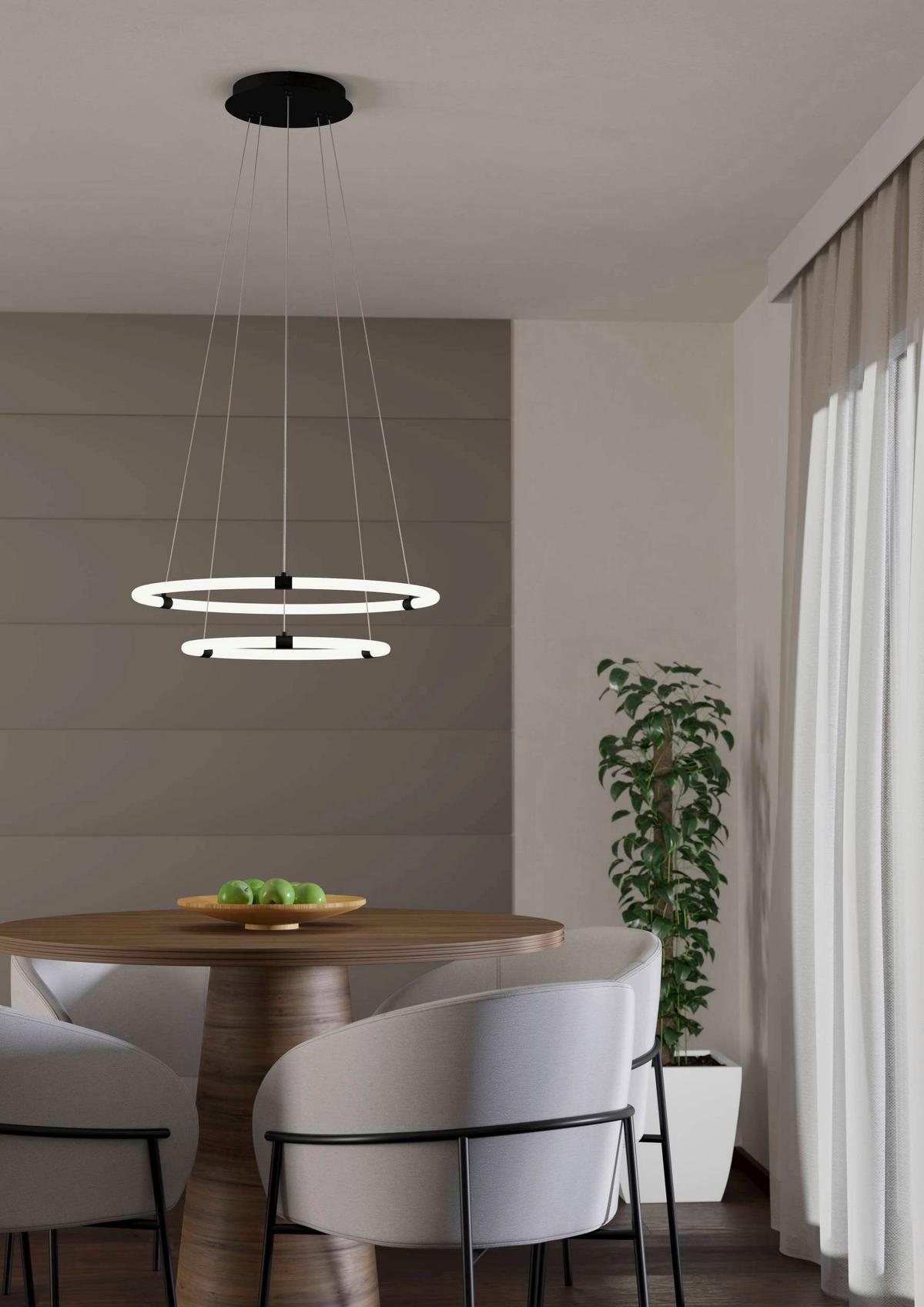 Led-hängeleuchte 39839* Banderillas - Weiss/Schwarz, Design, Kunststoff/Metall (60/120cm) - Eglo