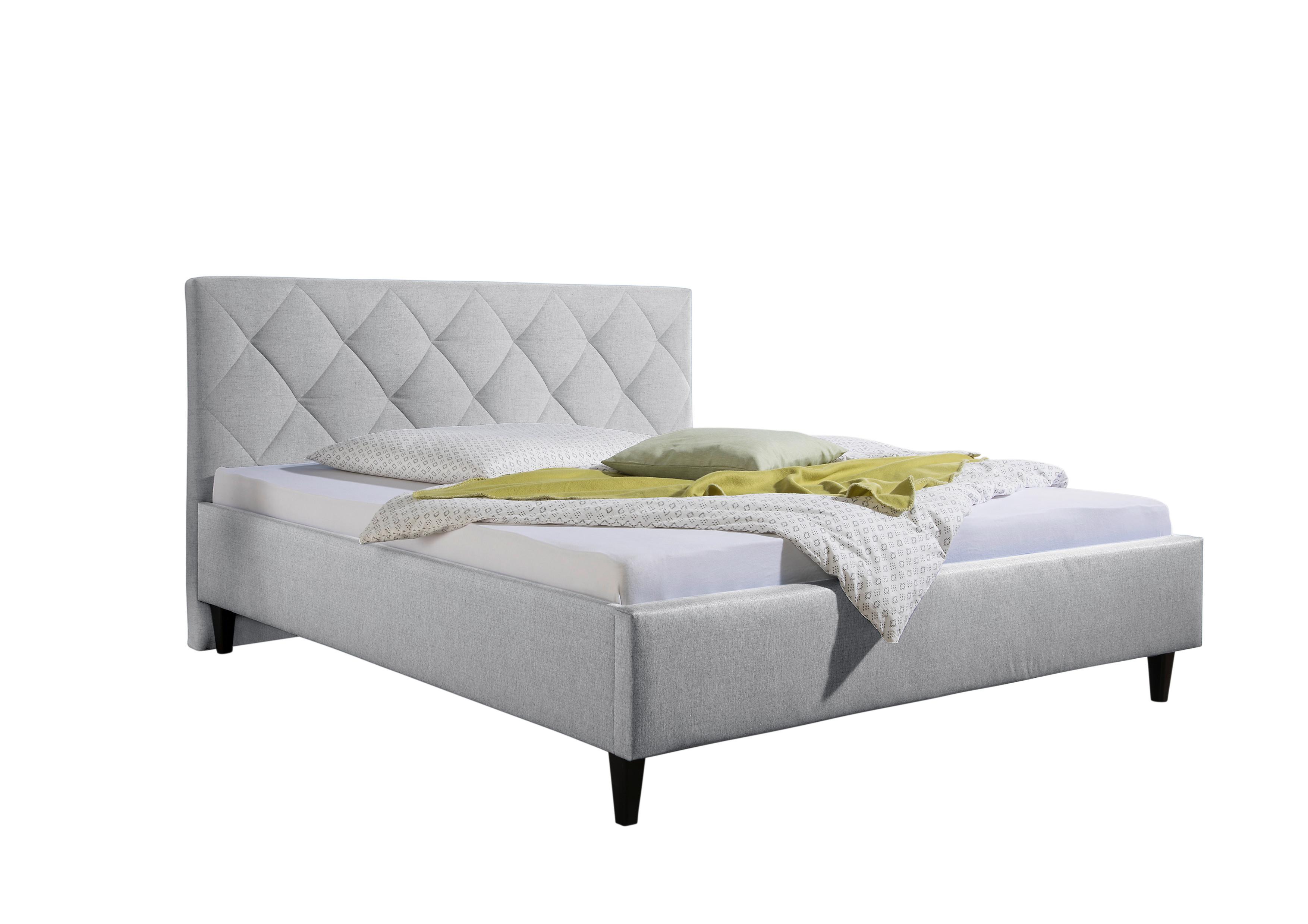 Polsterbett Aiken Hellgrau ca. 160x200 cm - Hellgrau/Schwarz, MODERN, Holz/Textil (160/200cm) - Livetastic