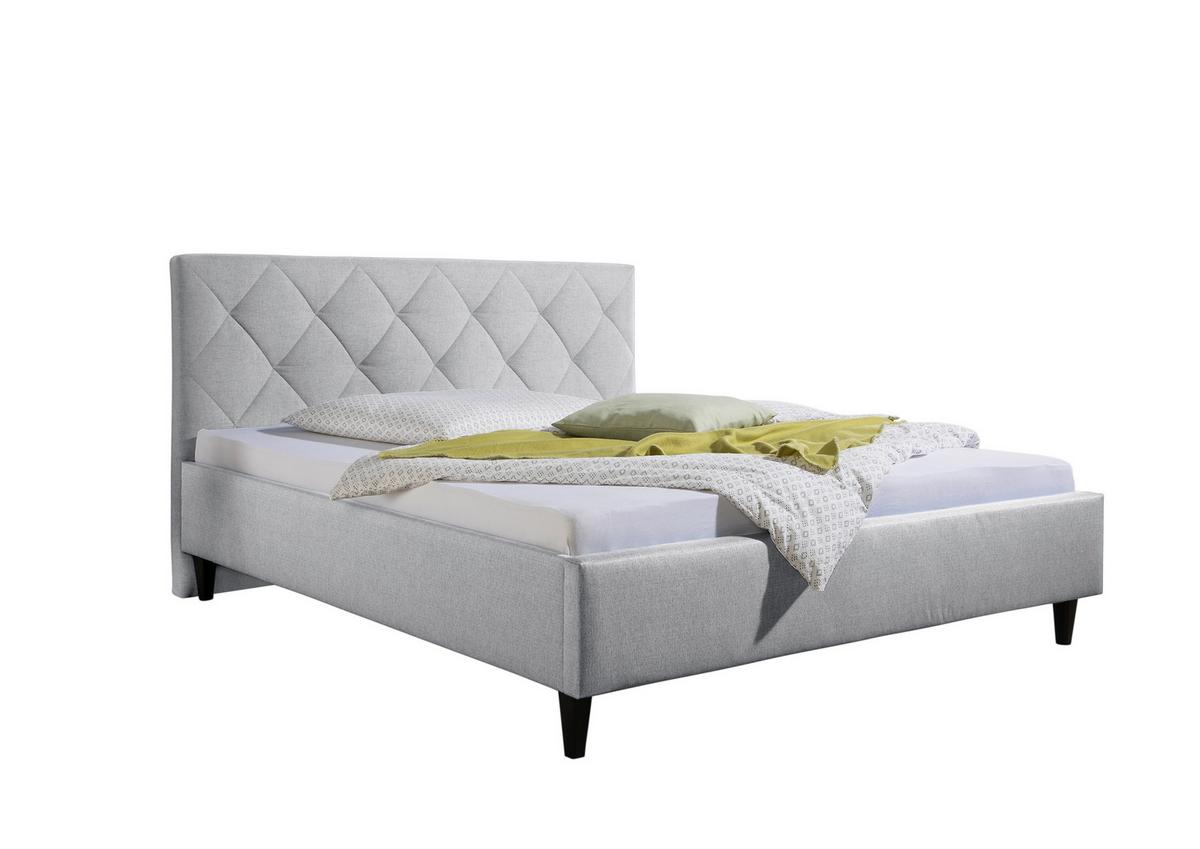 Polsterbett Aiken Hellgrau ca. 160x200 cm - Hellgrau/Schwarz, MODERN, Holz/Textil (160/200cm) - Livetastic