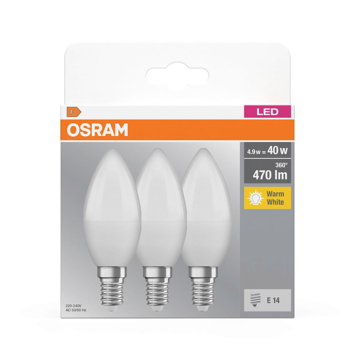 ŻARÓWKA LED BASECLB40 4,9W-827 FR - biały, Basics, tworzywo sztuczne (3,5/10,3cm) - Osram