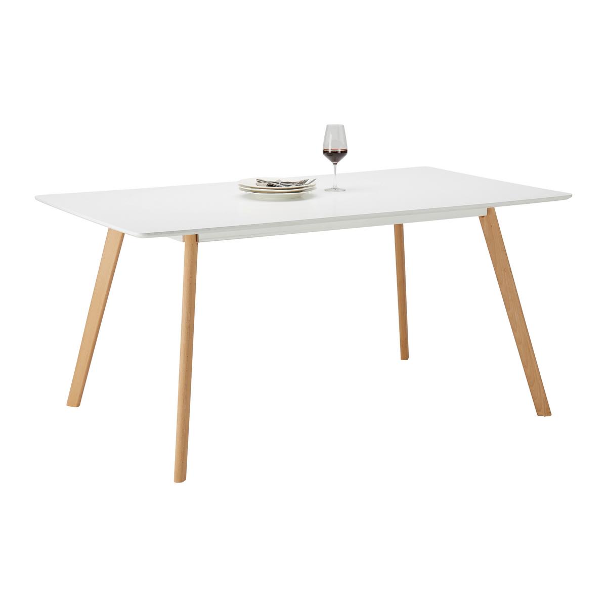 Esstisch Frieda in Holz Buche massiv ca. 160x75 cm - Buchefarben/Weiß, MODERN, Holz/Holzwerkstoff (160/90/75cm) - Bessagi Home