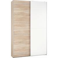 Omara Z Drsnimi Vrati Aladin, Barva Hrasta, Bela, 125cm - bela/barve aluminija, Konvencionalno, leseni material (125/195,5/38cm) - Livetastic