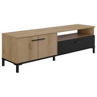 Tv-element Trust, Črna, Barva Hrasta - črna/barve hrasta, Moderno, umetna masa/leseni material (160/47/40cm) - MID.YOU