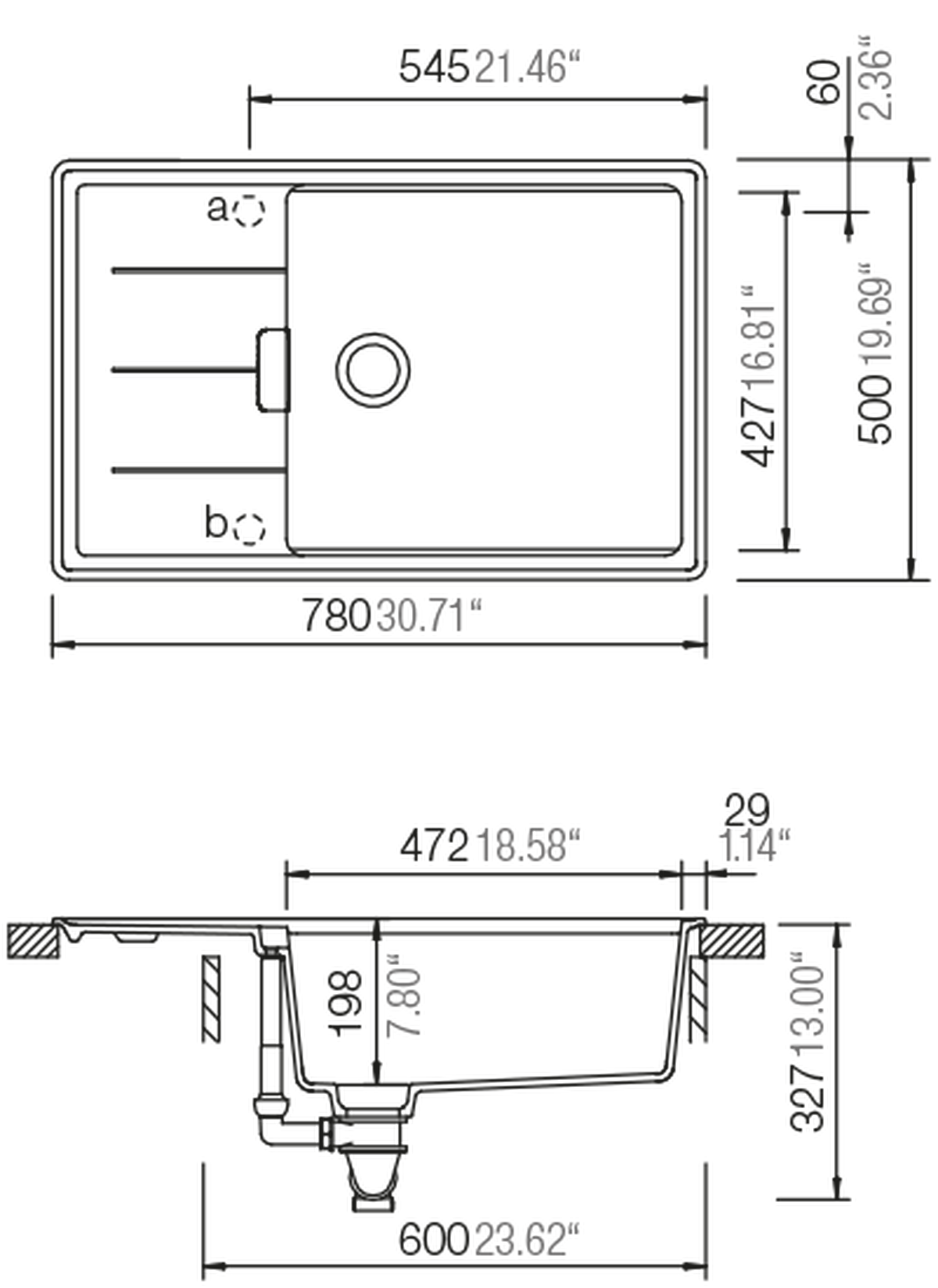 Spüle TIAD 100LSAMGL Magnolie - Magnolie, MODERN (78/50cm) - Schock