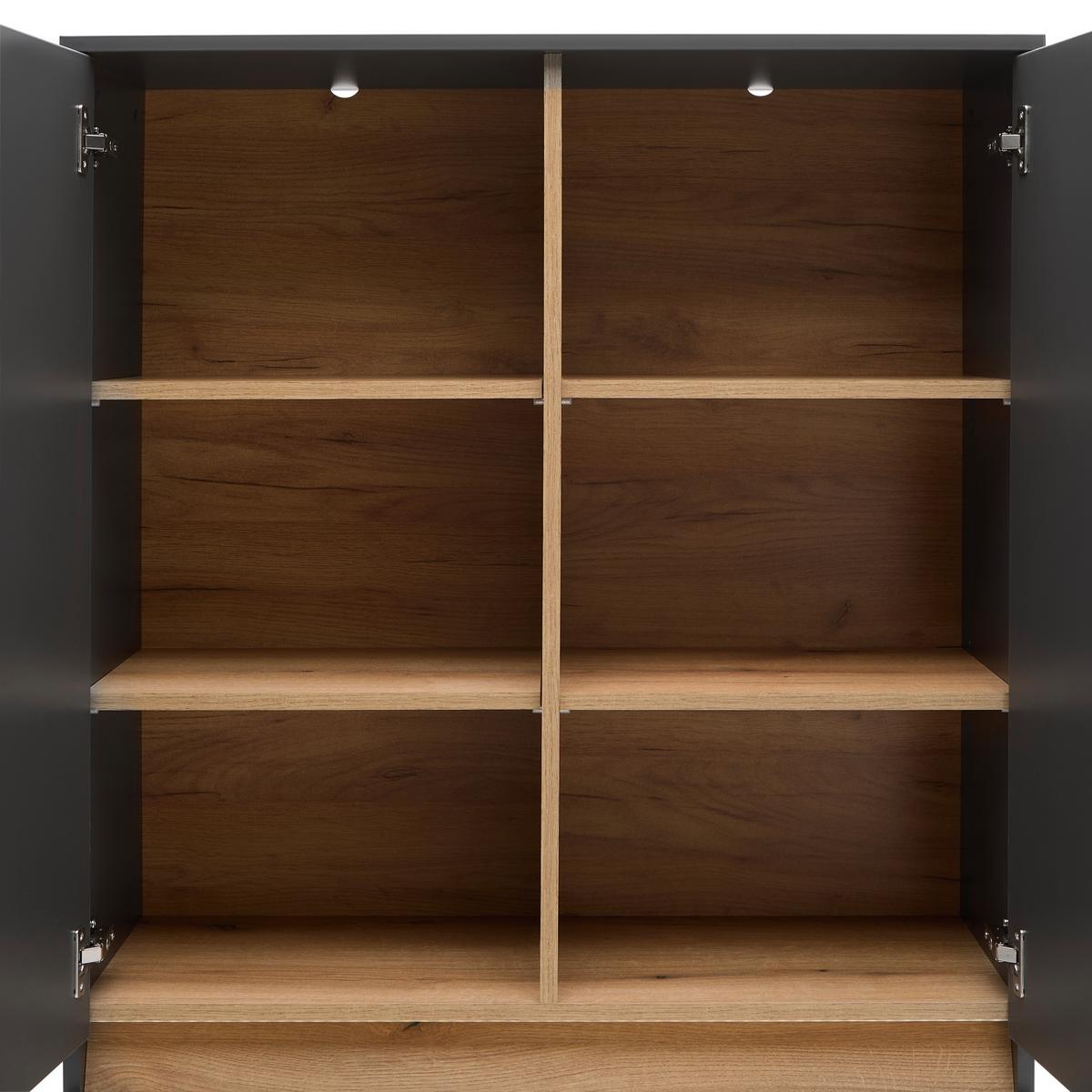 Vitrine Samu Anthrazit/Eichefarben - Eichefarben/Anthrazit, MODERN, Holzwerkstoff/Kunststoff (90/186/35cm) - Mömax