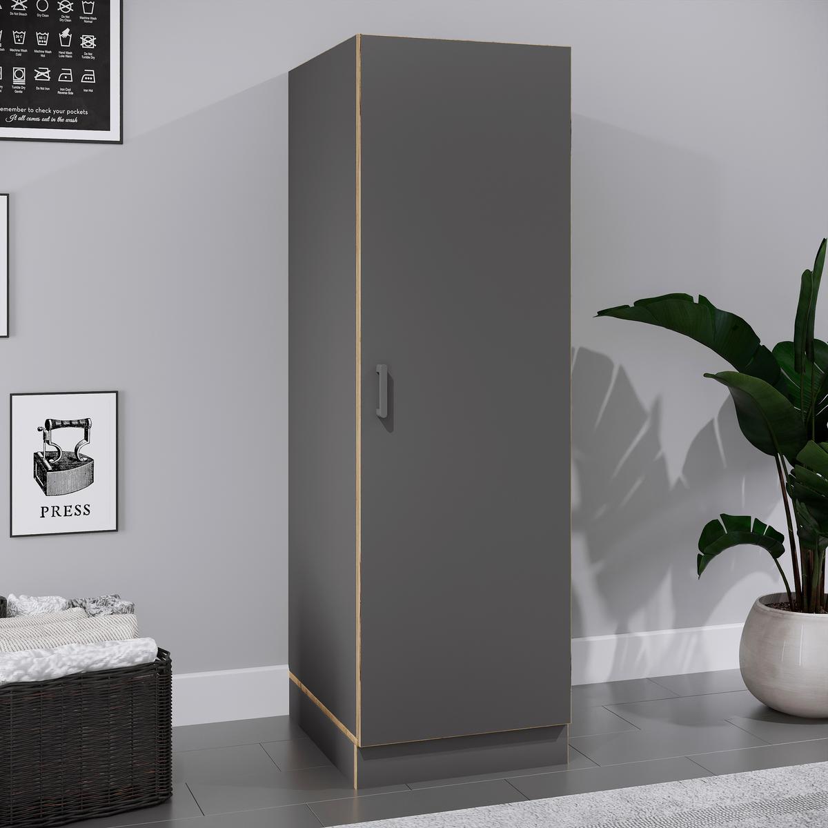 Wäscheschrank Rislo - Honigeiche/Anthrazit, Trend, Holzwerkstoff/Kunststoff (50/162/60cm) - MID.YOU