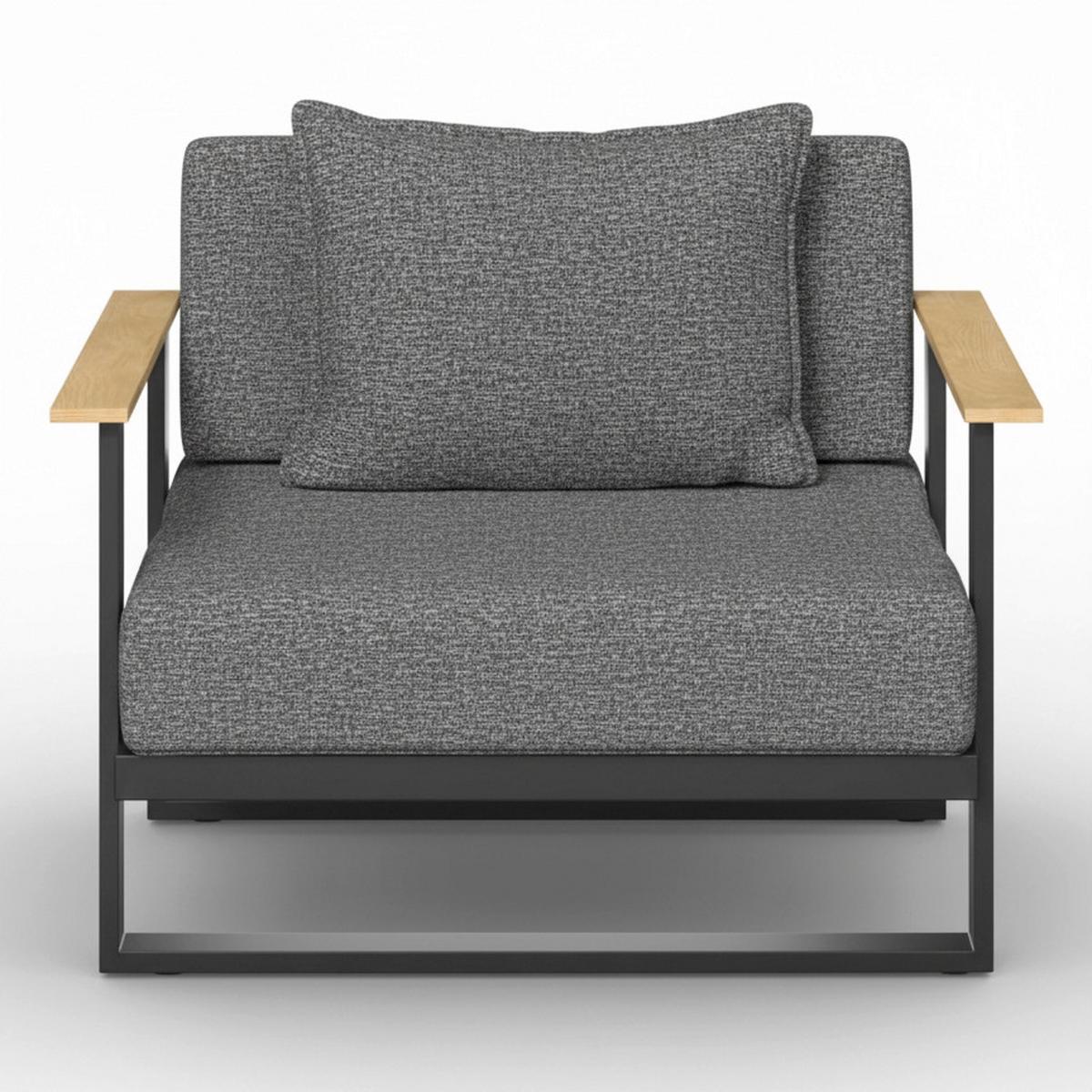 Loungegarnitur Fabrizia Grau Outdoorstoff/Metall/Holz - Grau, MODERN, Holz/Textil - Bessagi Garden