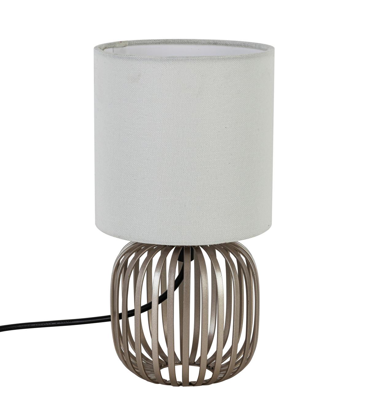 Tischleuchte Driti Weiß Max. 25 Watt - bijela/boje šampanjca, Moderno, metal/tekstil (13/13/25cm) - Mömax