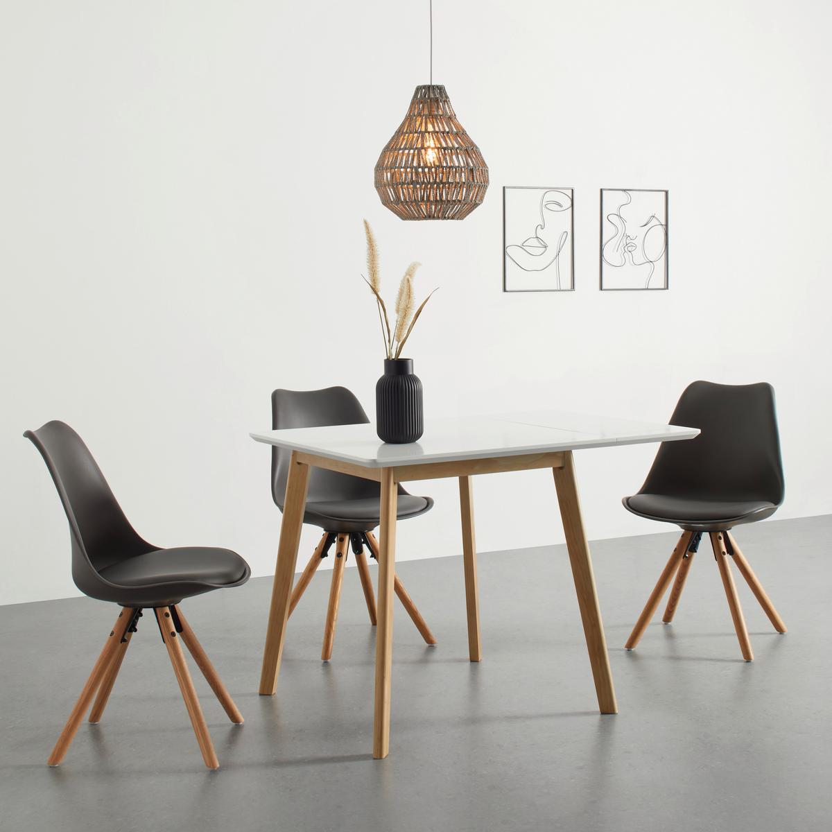 STÓŁ DO JADALNI LUND -BASED- - kolor naturalny/biały, Modern, materiał drewnopochodny/metal (75/75-105/75cm) - Based