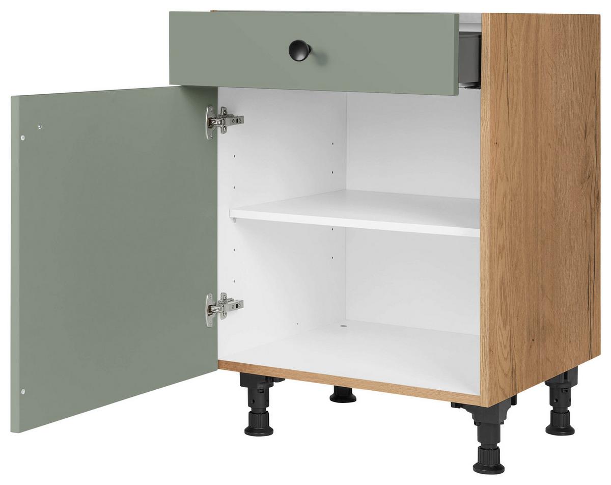 Schubkastenunterschrank Cascada Grün - Eichefarben/Schwarz, MODERN, Holzwerkstoff/Metall (60/87/56cm) - Nobilia