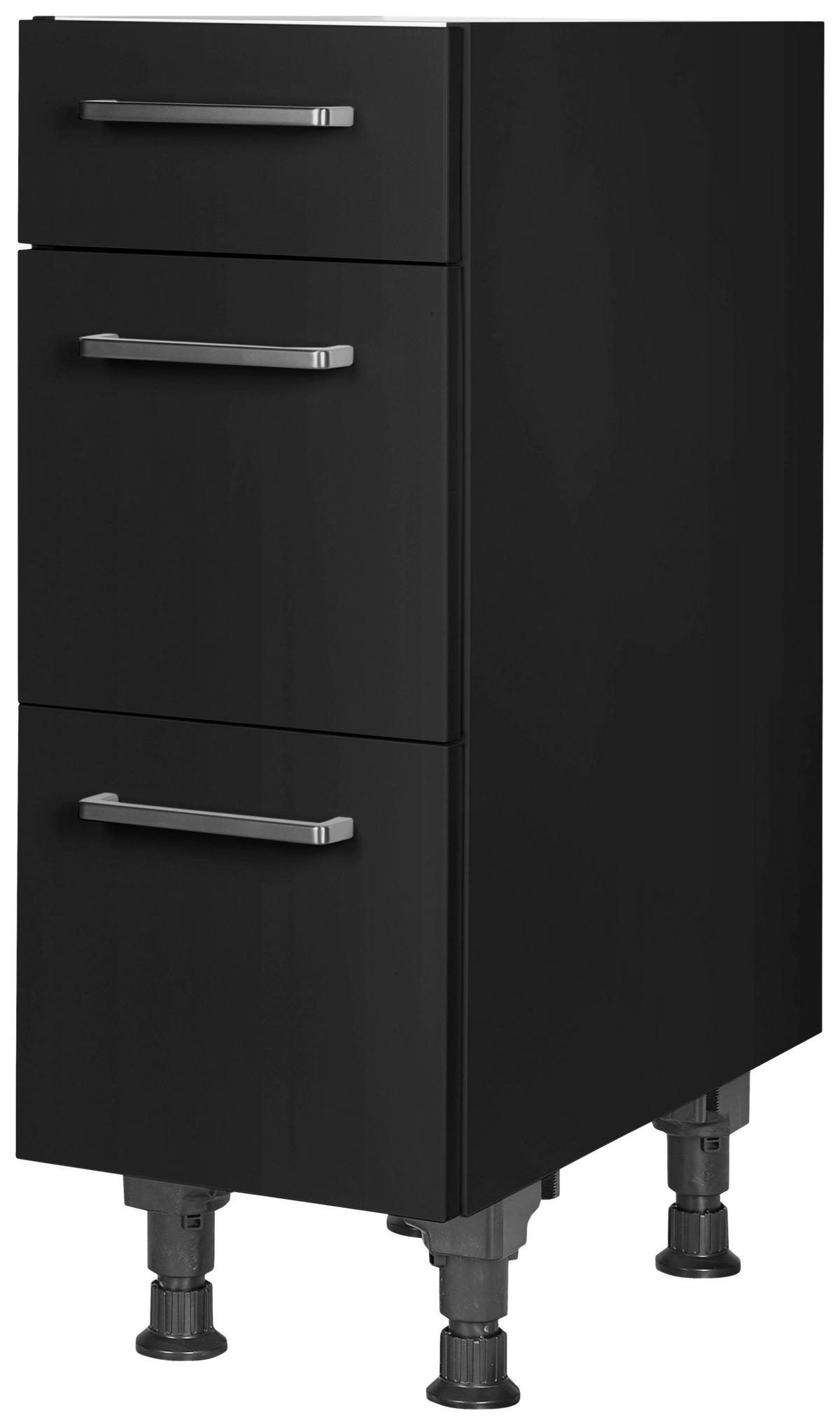Schubkastenunterschrank Touch Schwarz - Edelstahlfarben/Schwarz, MODERN, Holzwerkstoff/Metall (30/87/56cm) - Nobilia