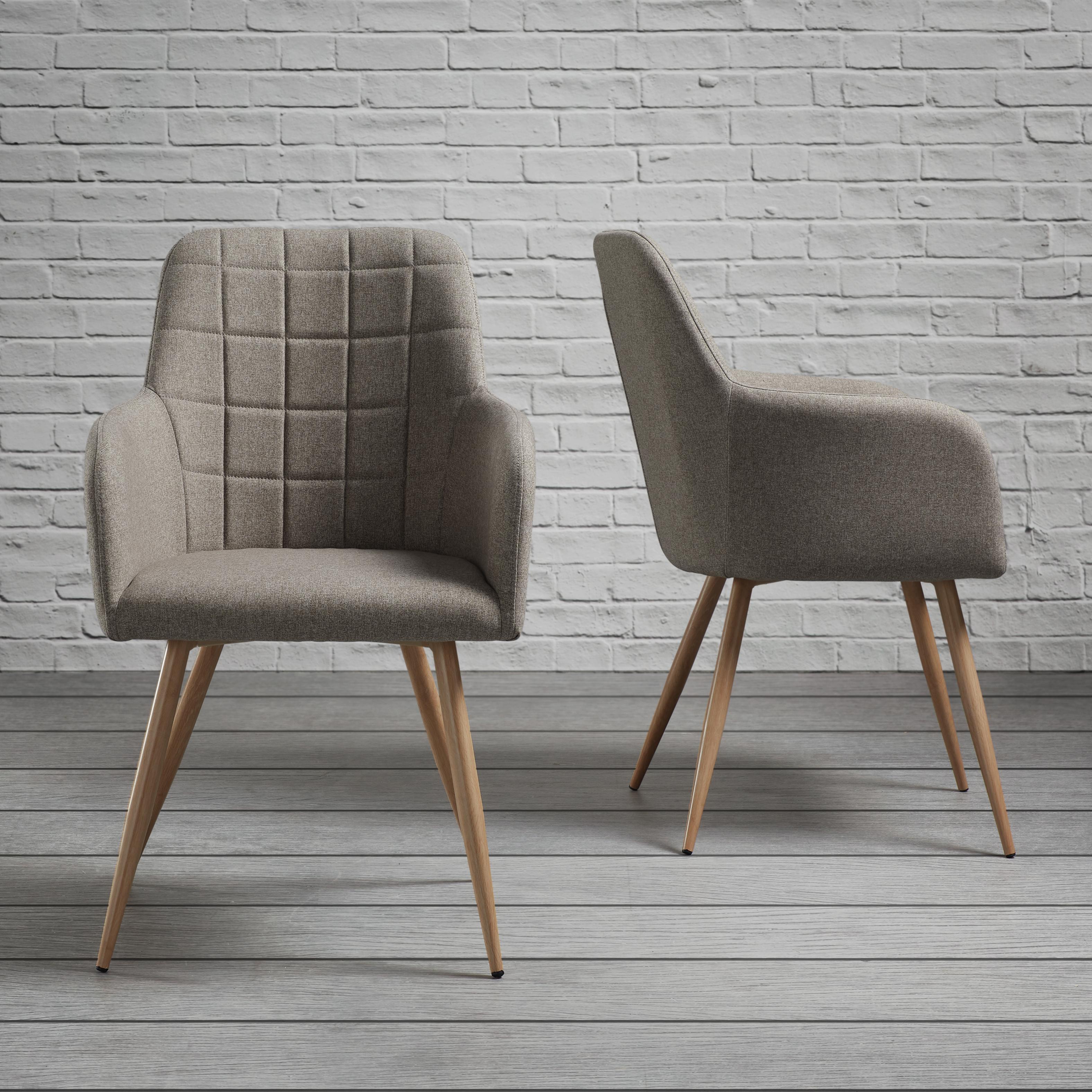 Armlehnstuhl in Beige 'Jule' - Beige/Buchefarben, MODERN, Holz/Textil (57/92,5/46cm) - Bessagi Home