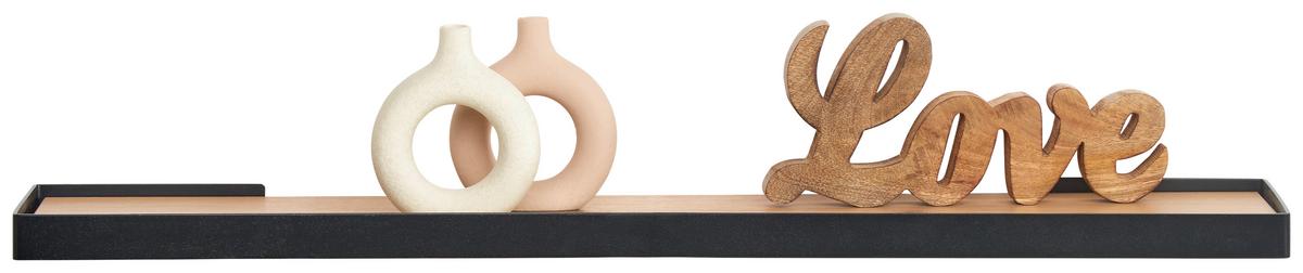 PÓŁKA ŚCIENNA RICKY - kolor dębowy/czarny, Basics, materiał drewnopochodny/metal (80/3/15cm) - Xora