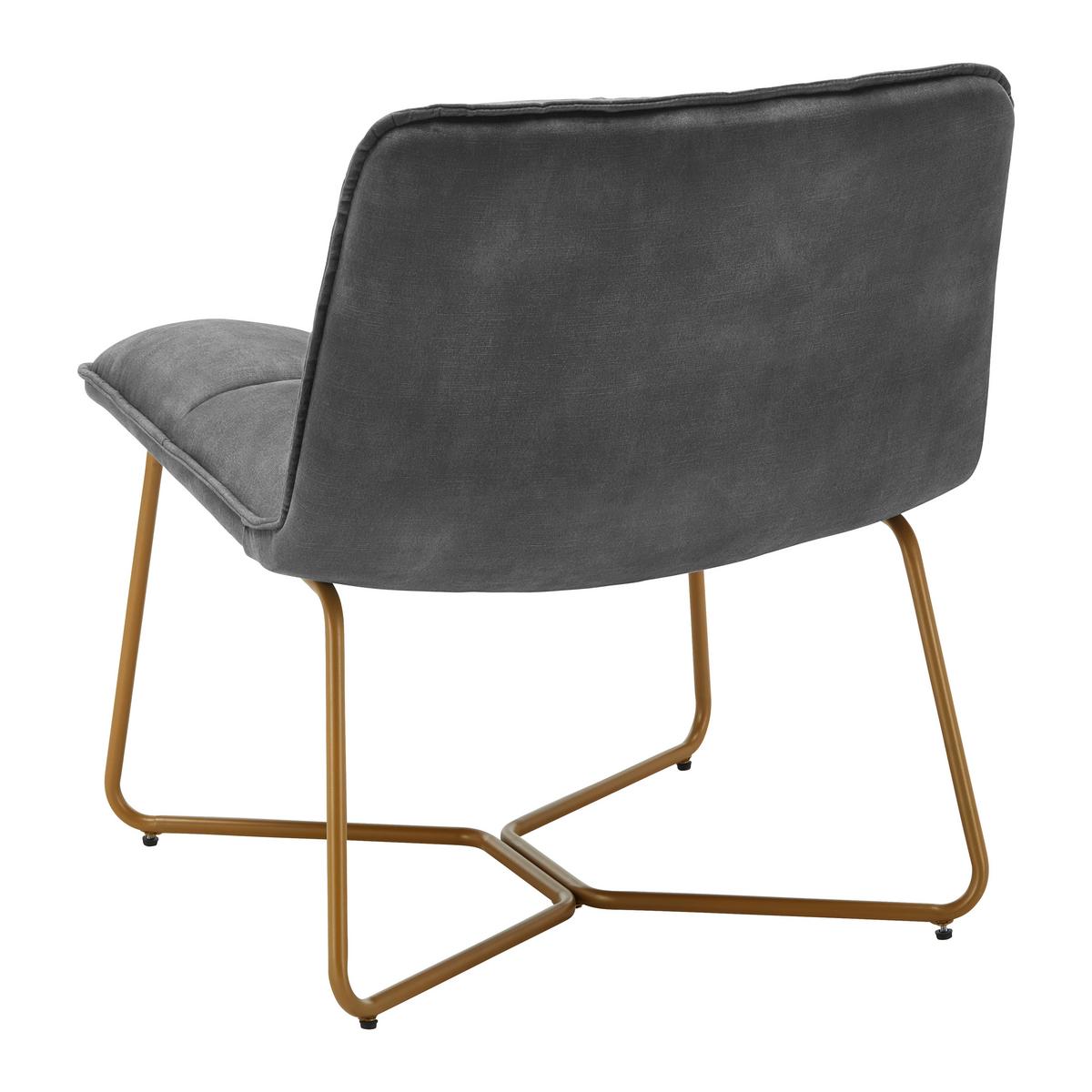 Sessel Rina Grau Samt Gepolstert - Goldfarben/Grau, MODERN, Holz/Textil (67/76,5/69,5cm) - Bessagi Home