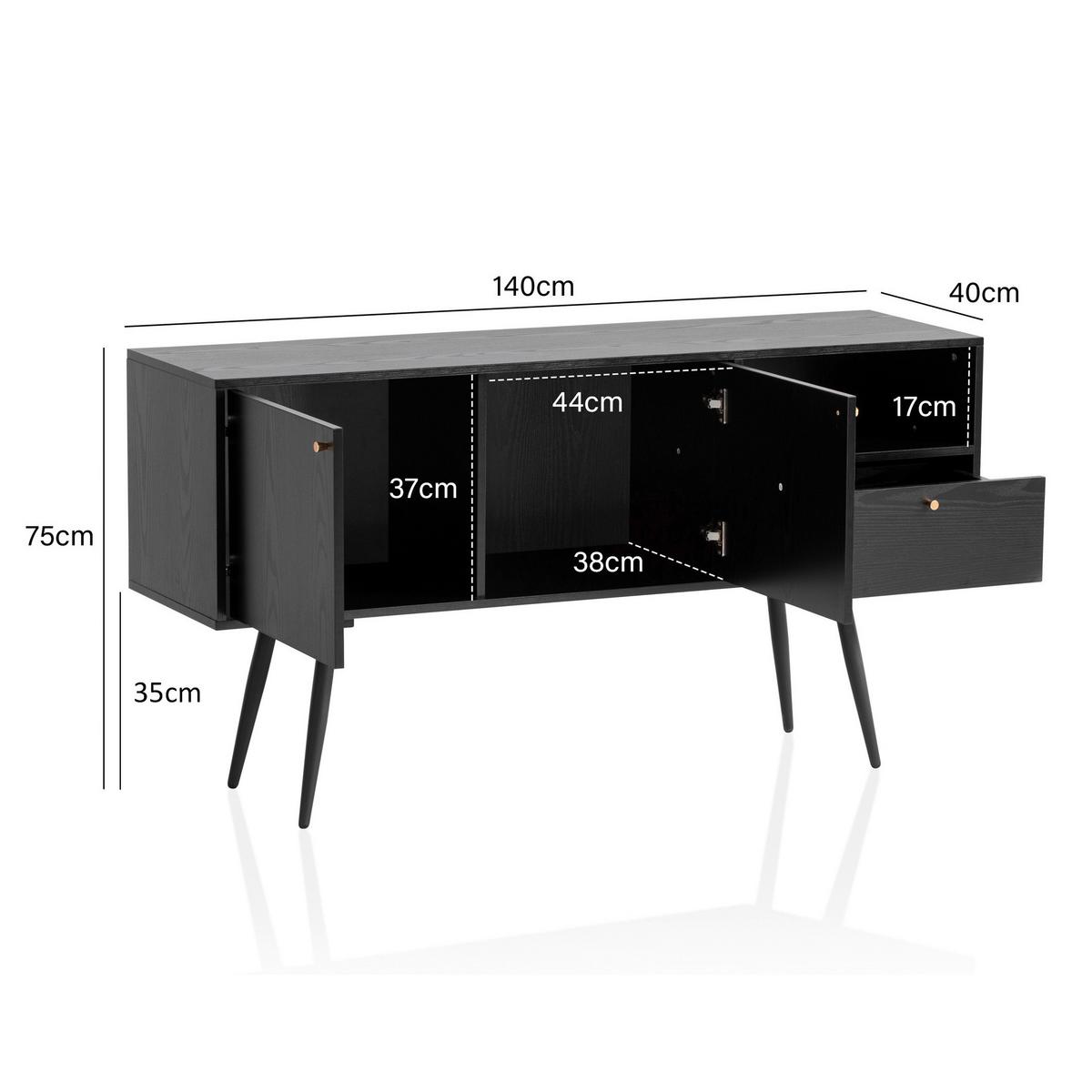 Komoda Wl6.826 - zlate barve/črna, Konvencionalno, kovina/leseni material (140/75/40cm) - Livetastic