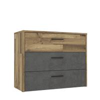 Komoda Ricciano, Barva Hrasta, Siva - temno siva/črna, Trendi, kovina/umetna masa (100/80/42cm) - Ti'me