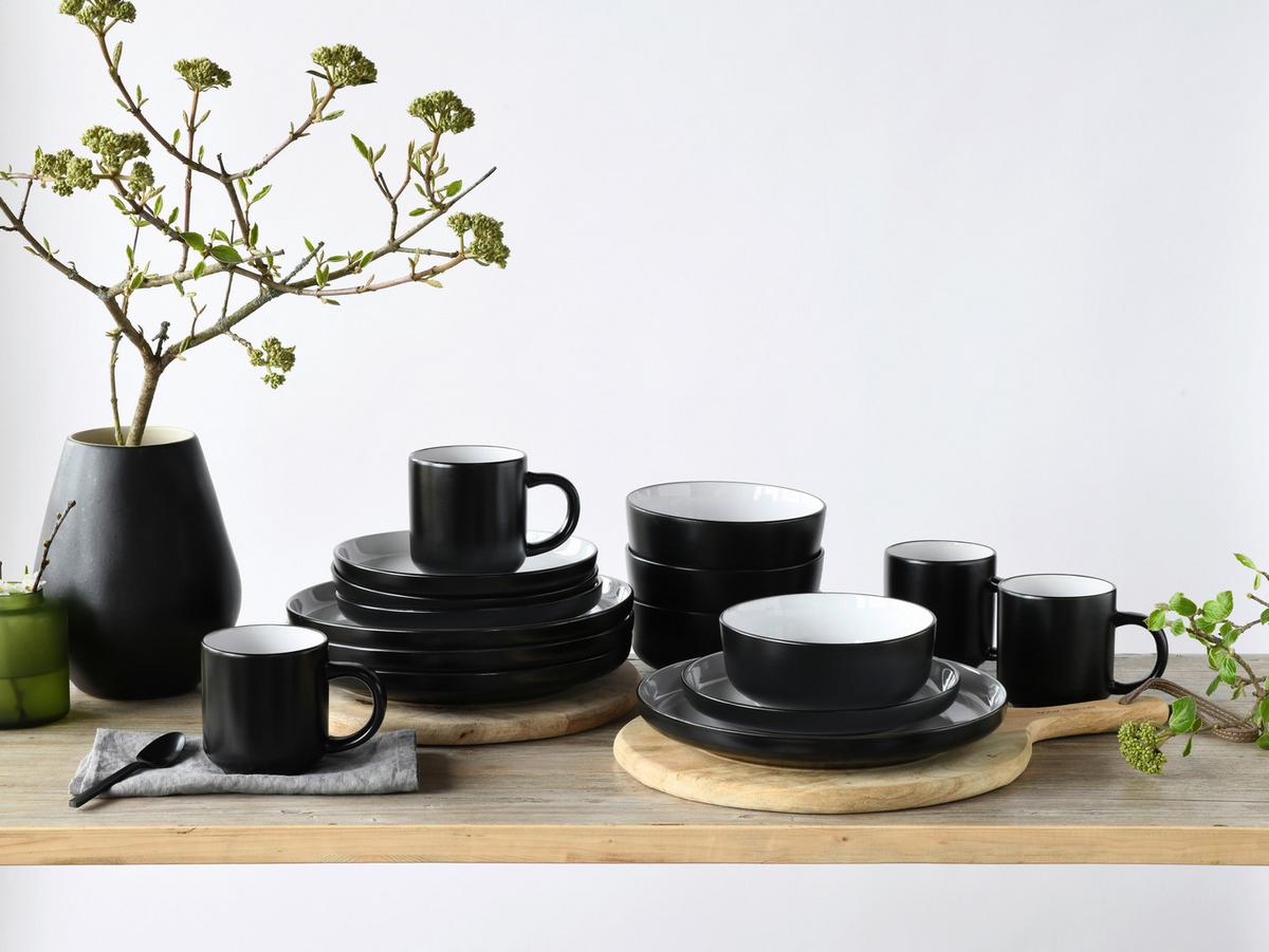 Kombinirani Servis Nordic Cool Black, 16-Delni - črna/sivobela, Basics, keramika - Creatable