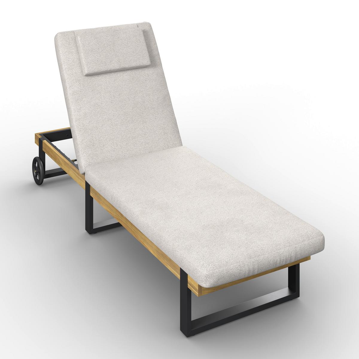 Șezlong Elenyi - crem/gri, Modern, lemn/metal (65/95/200cm) - Bessagi Garden