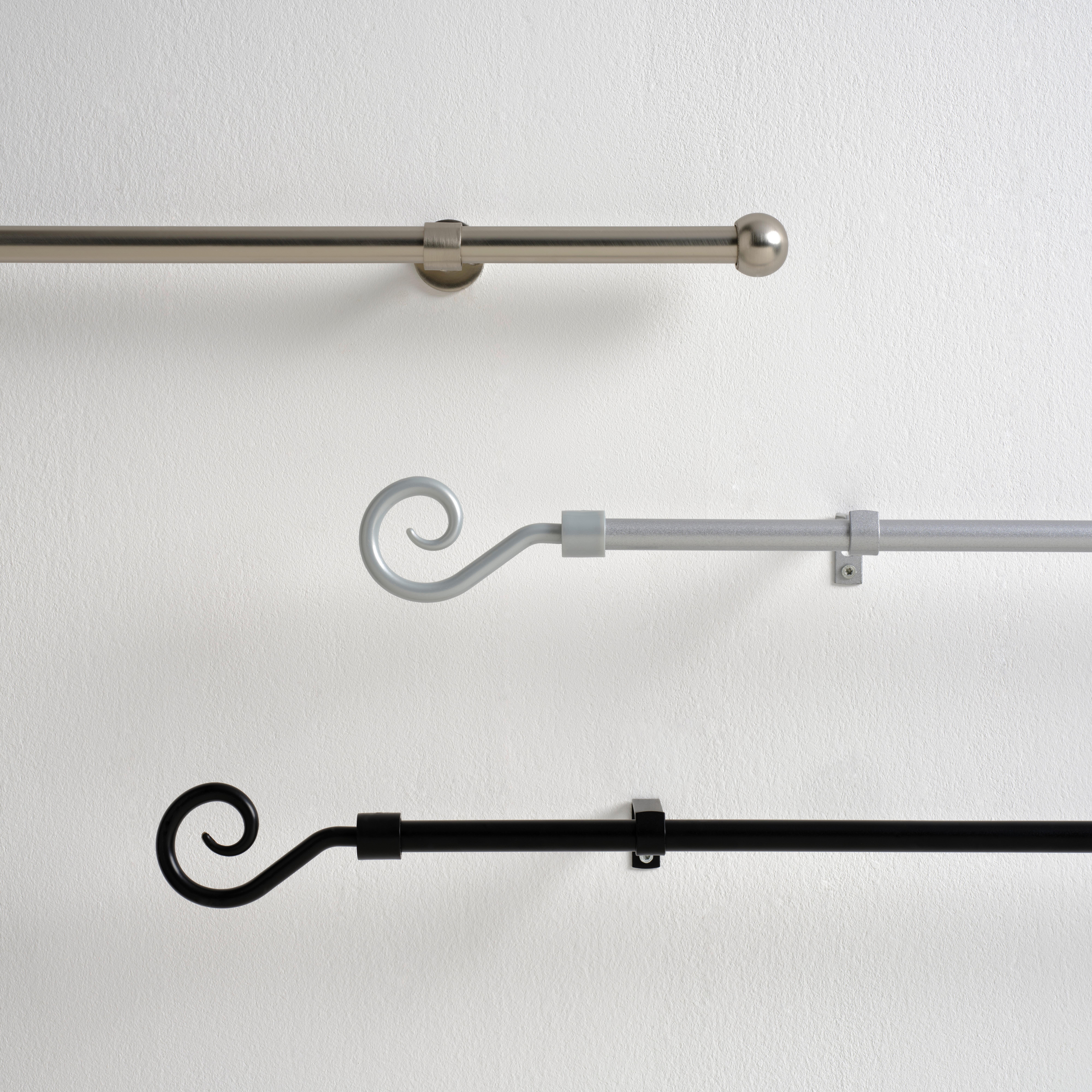 Vorhangstangenset Wand/Decke ca. 120-210cm - Edelstahlfarben, Metall (120-210cm) - Premium Living