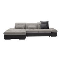 Wohnlandschaft Sanfino Silberfarben/Dunkelgrau - Chromfarben/Dunkelgrau, KONVENTIONELL, Holz/Textil (199/79-96/305cm) - Premium Living