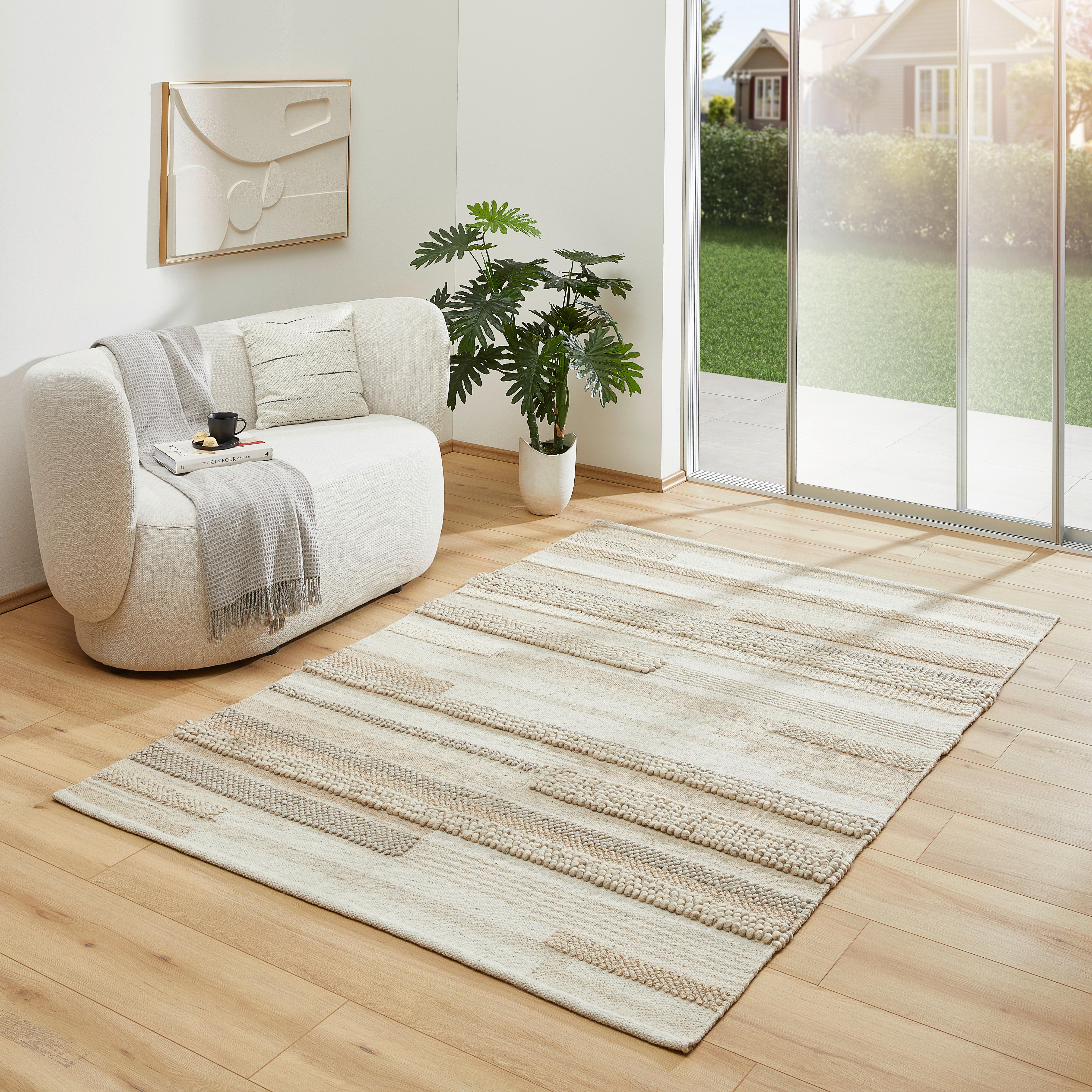 DYWAN TKANY RĘCZNIE BODÖ - beżowy, Natur, tkanina (160/230cm) - Linea Natura