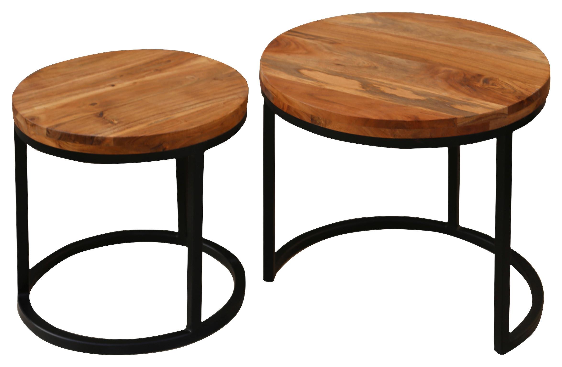 Satztisch Selma in Schwarz/Akazienfarben - Schwarz/Akaziefarben, MODERN, Holz/Metall - MID.YOU