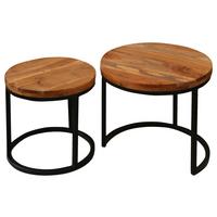 Satztisch Selma in Schwarz/Akazienfarben - Schwarz/Akaziefarben, MODERN, Holz/Metall - MID.YOU