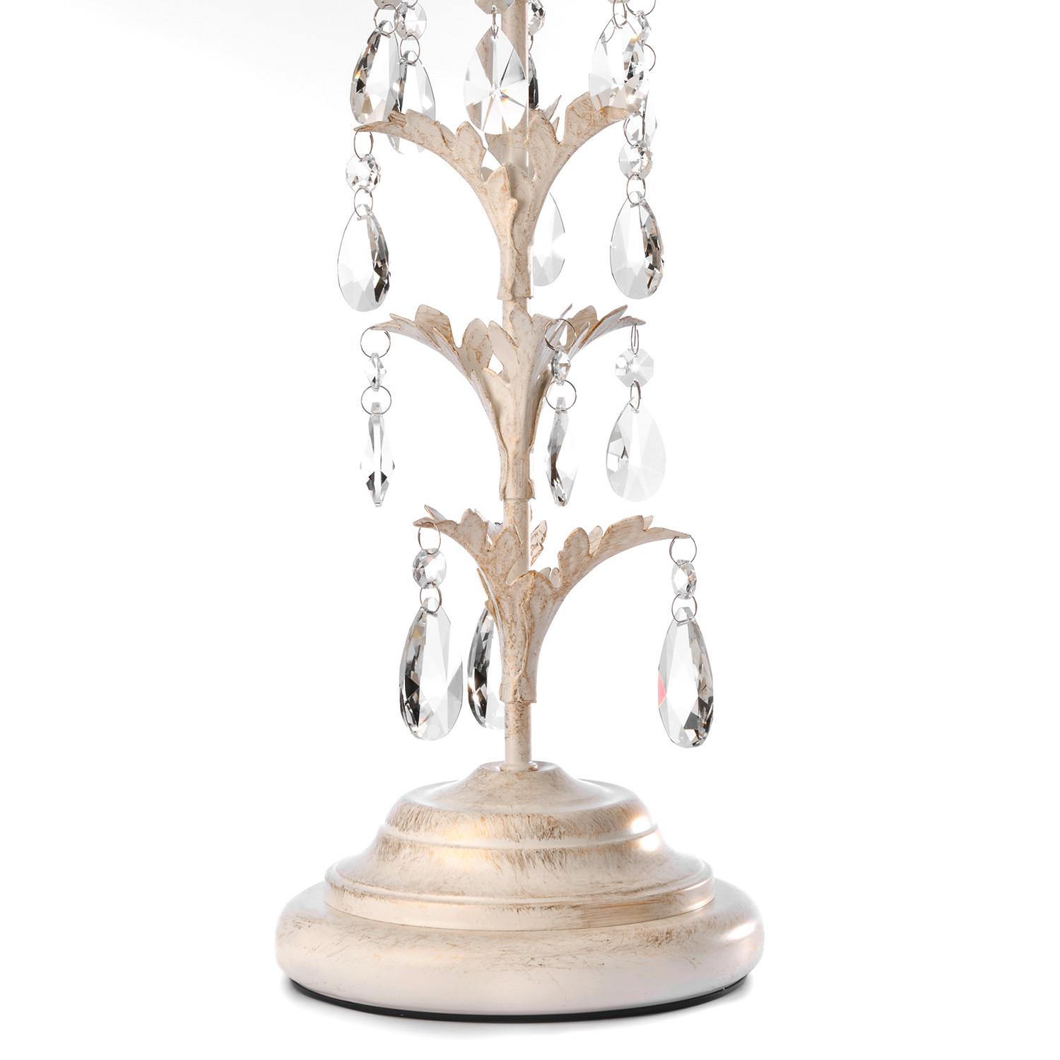 Tischleuchte Karen Weiß max. 6 Watt - Weiß, ROMANTIK / LANDHAUS, Glas/Textil (35/58cm)